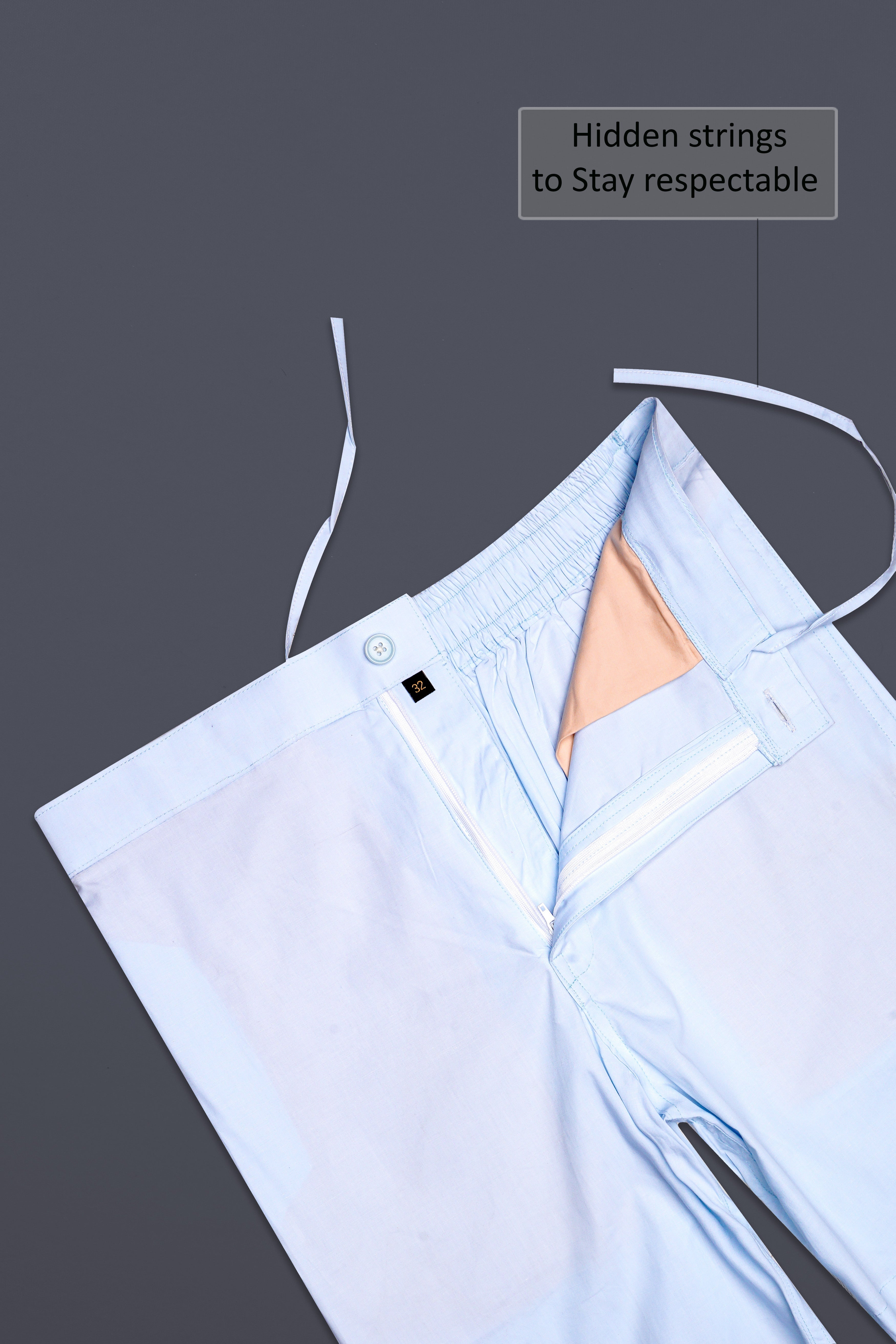Azuric-Selago Blue Solid Chambray Premium Cotton Shorts