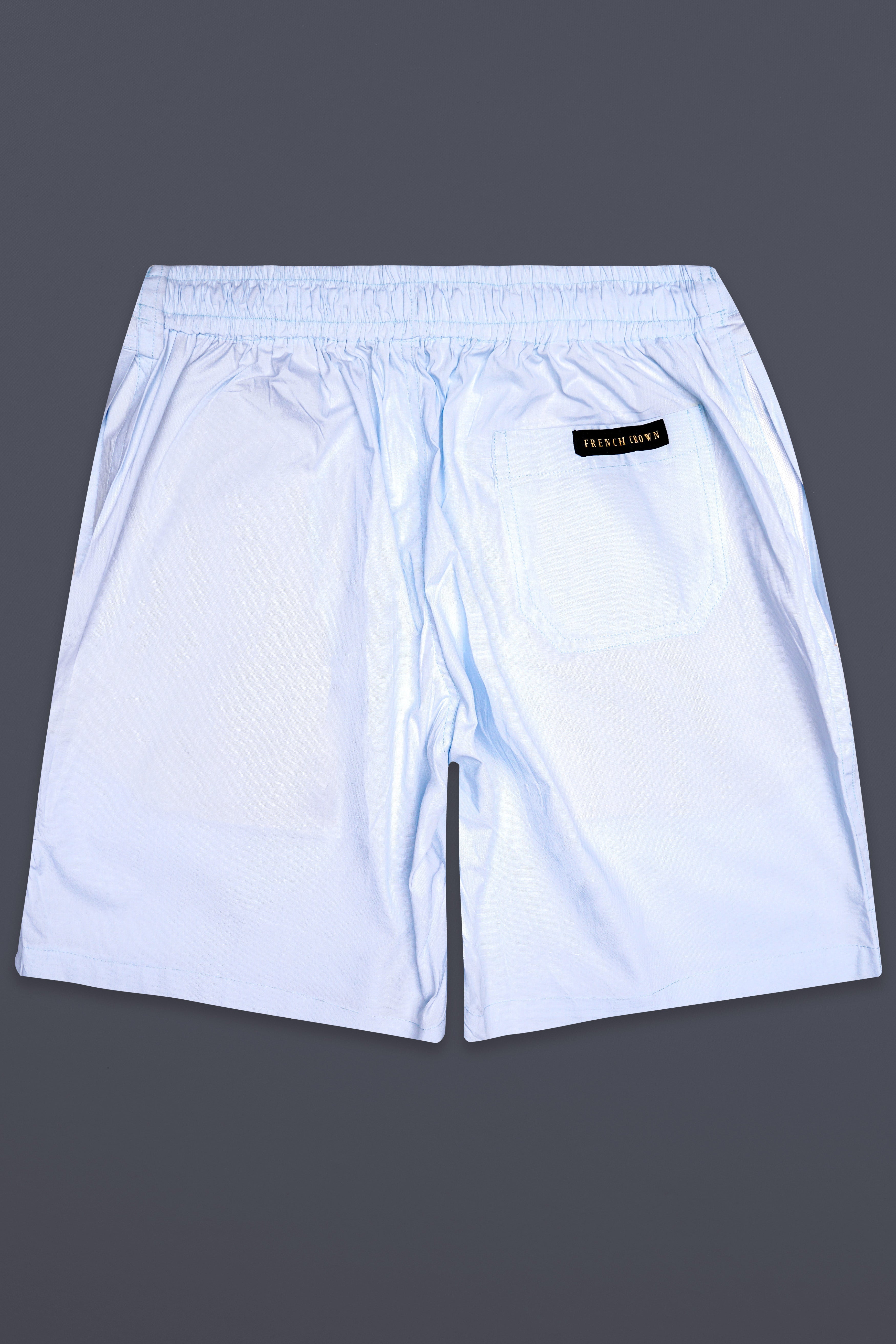 Azuric-Selago Blue Solid Chambray Premium Cotton Shorts