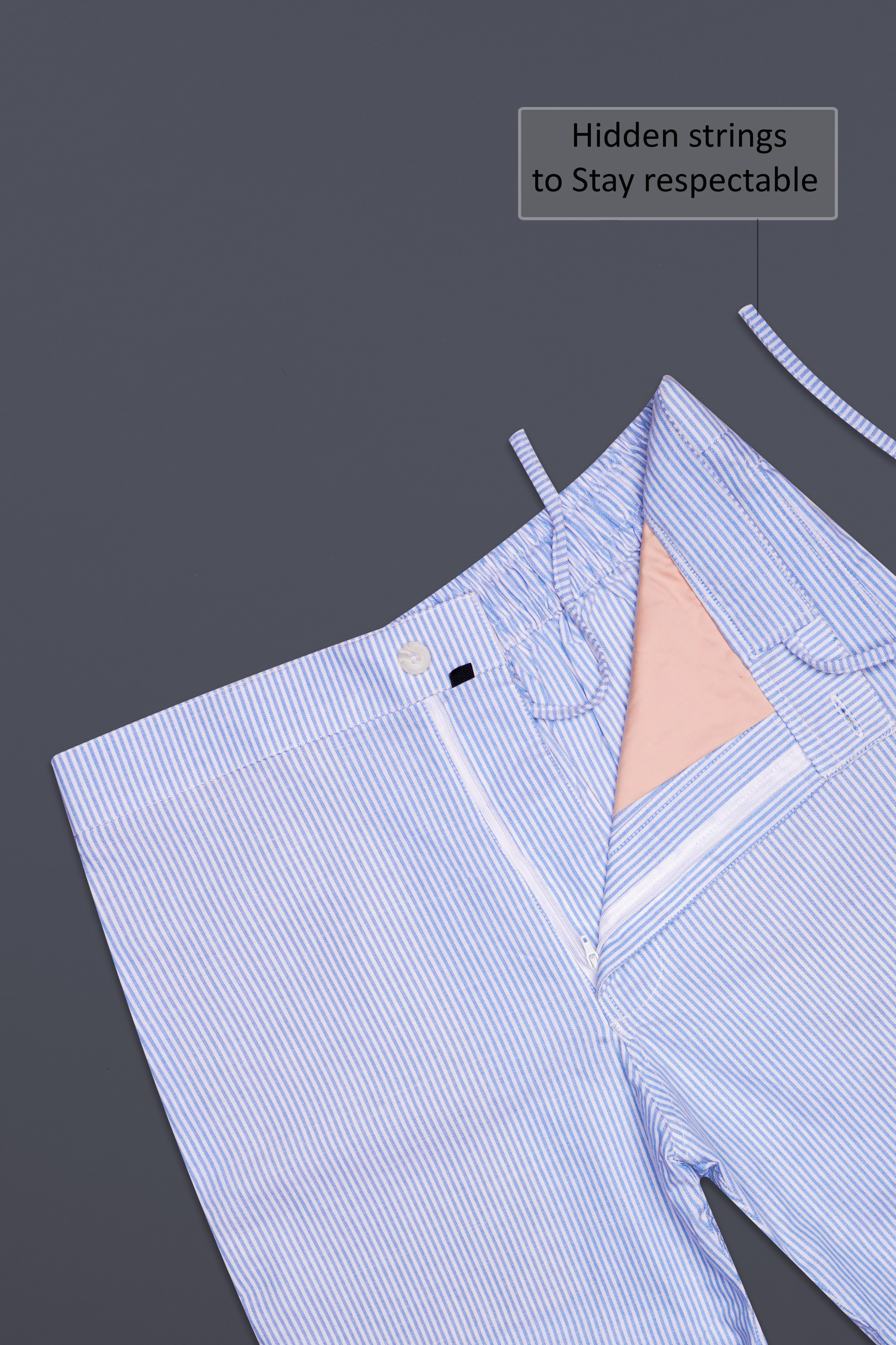 Frescot-Jordy Blue And Bright White Striped Oxford Premium Cotton Shorts