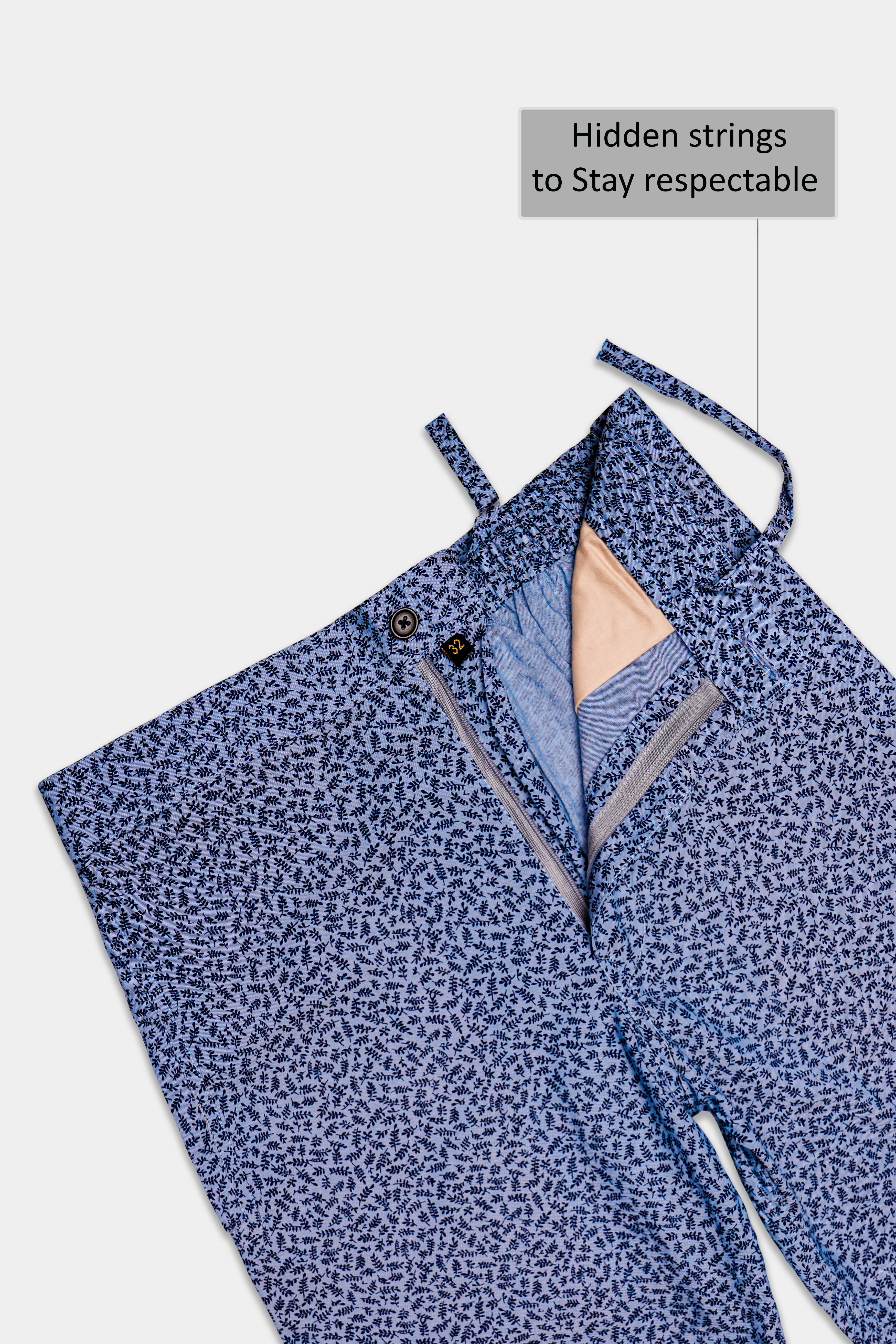 Bluvine-Scampi Blue Printed Chambray Premium Cotton Shorts