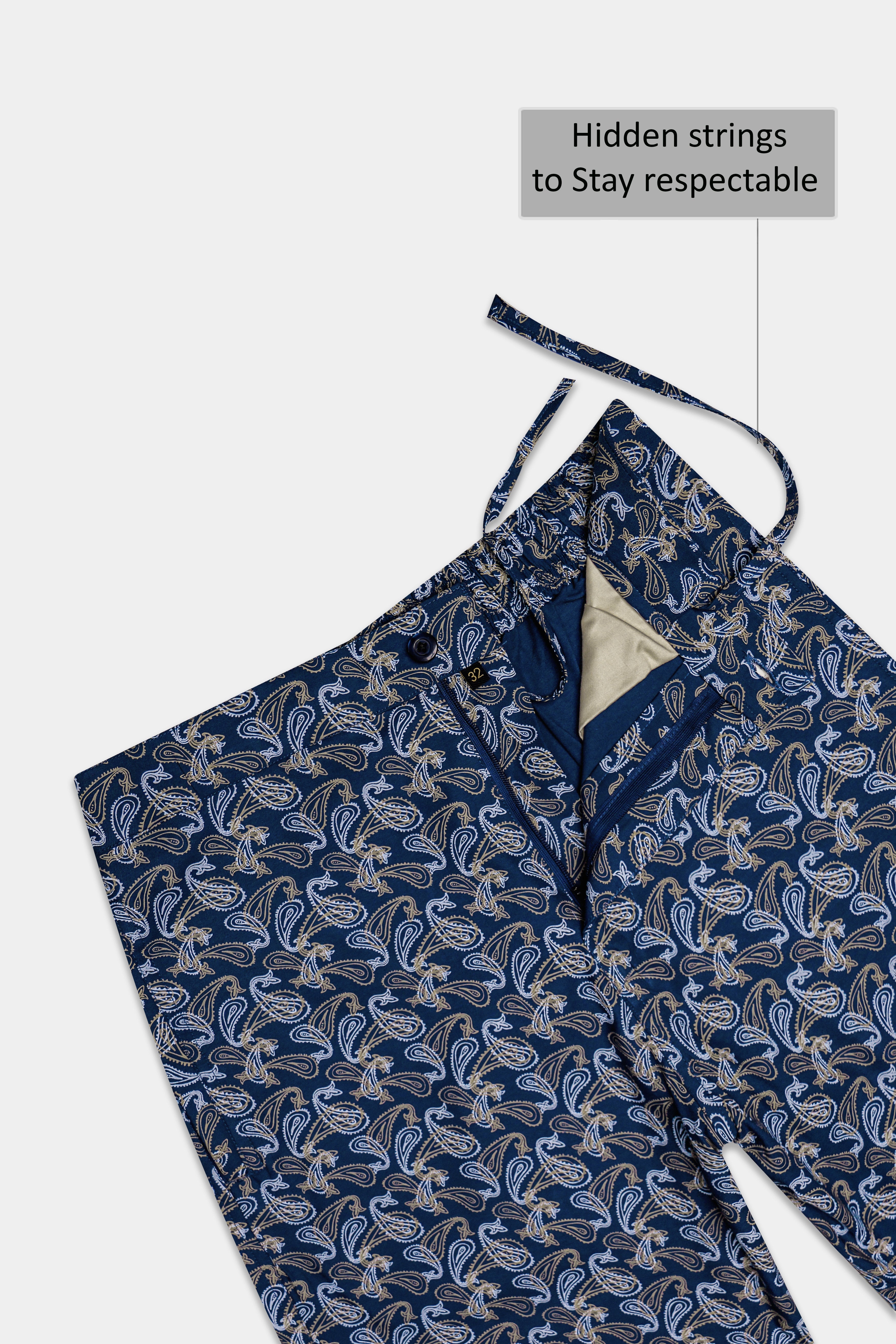 Rivara-Downriver Blue Paisley art Printed Twill Super Soft Premium Cotton Shorts