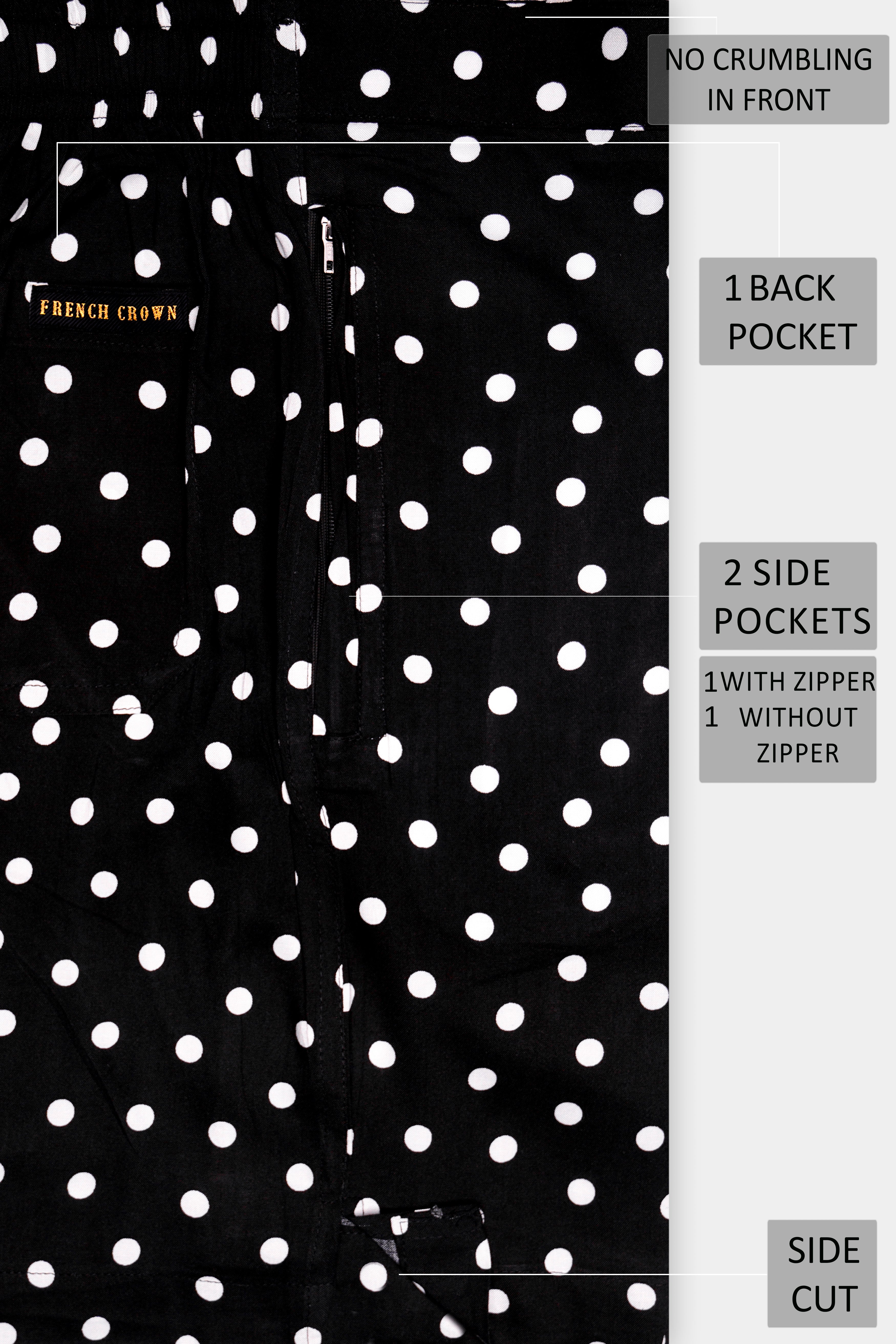Polaris-Jade Black Polka Dotted Printed Super Soft Premium Tencel Shorts