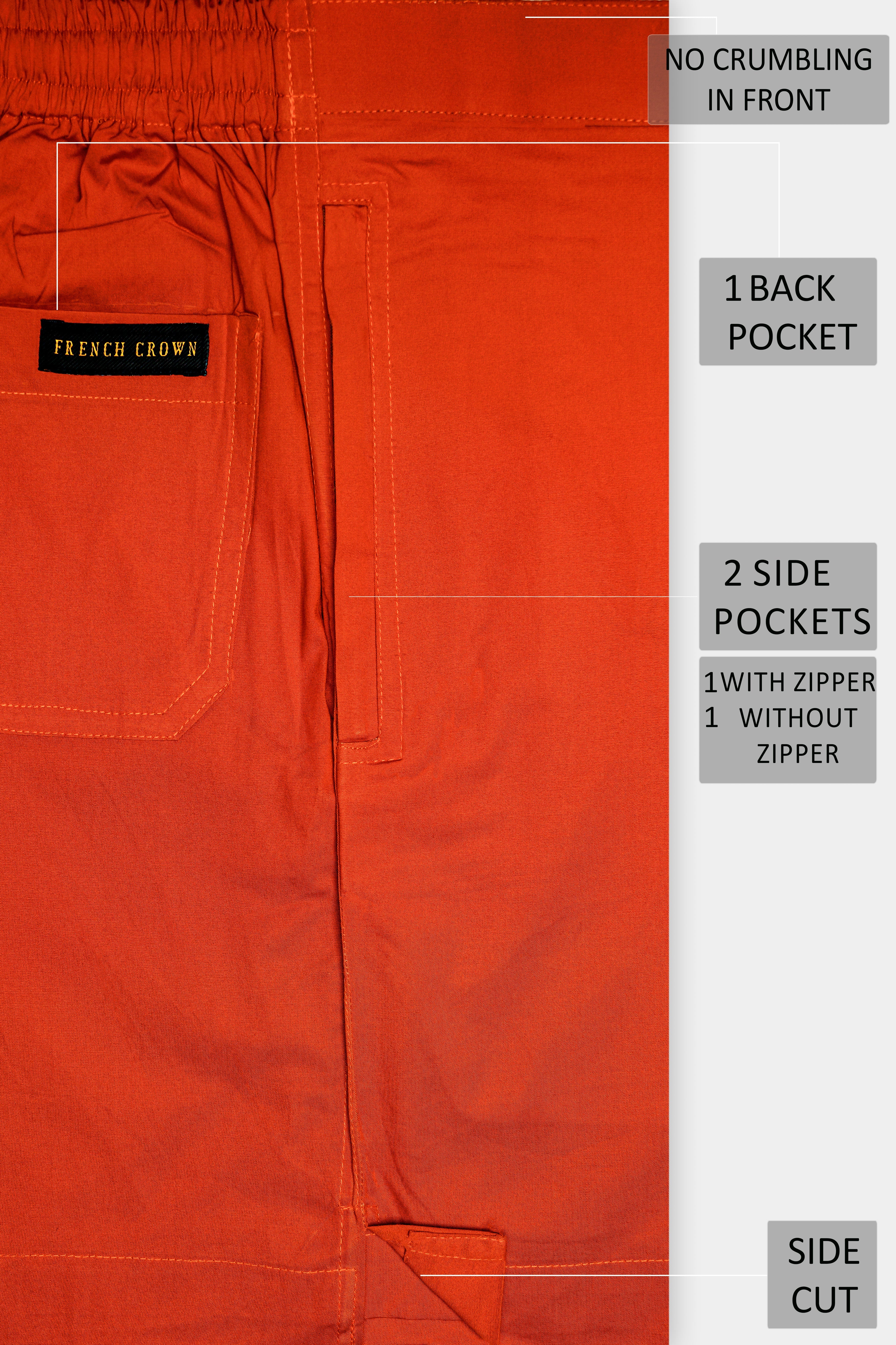 Carmelo-Jasper Orange Solid Premium Cotton Shorts