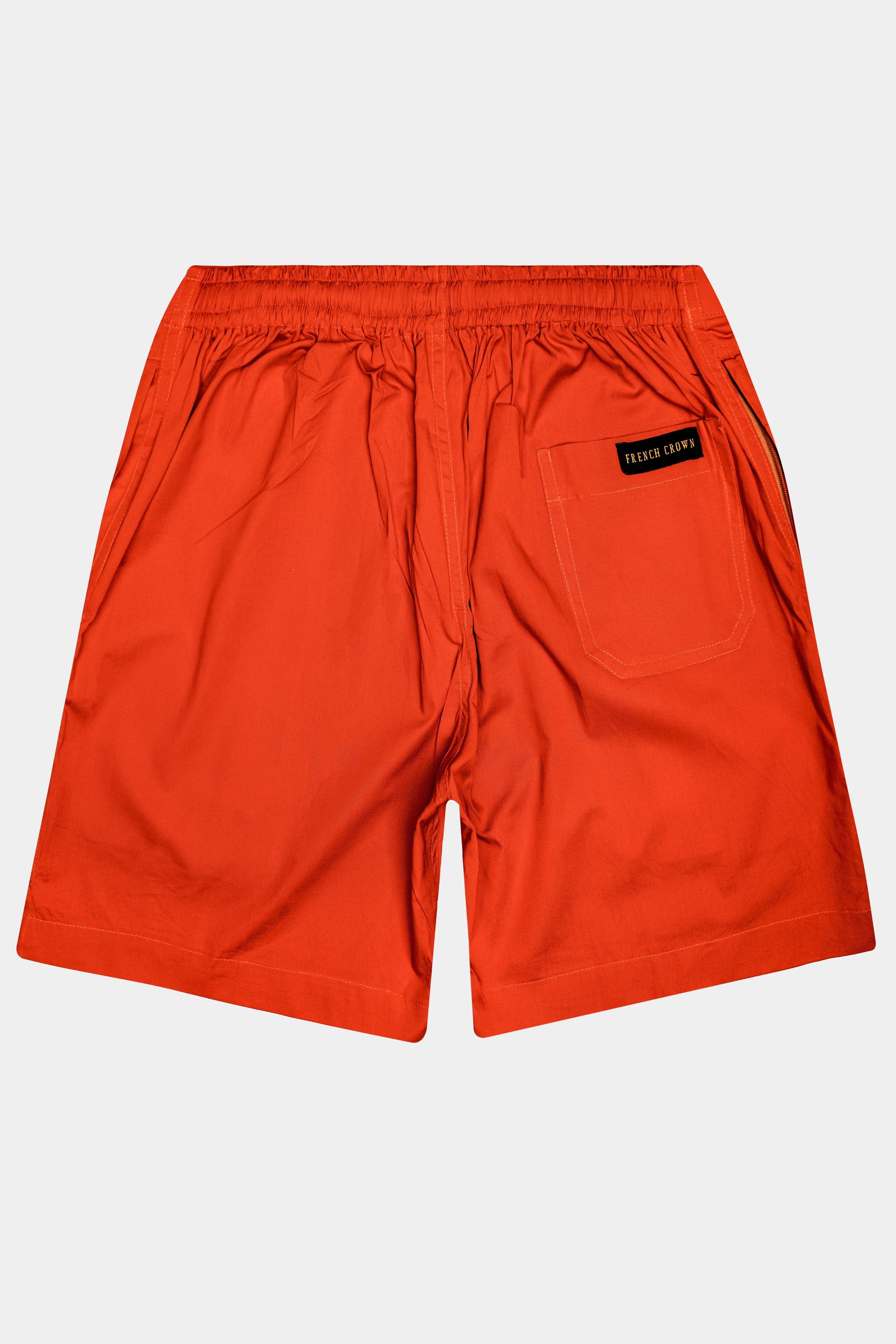 Carmelo-Jasper Orange Solid Premium Cotton Shorts