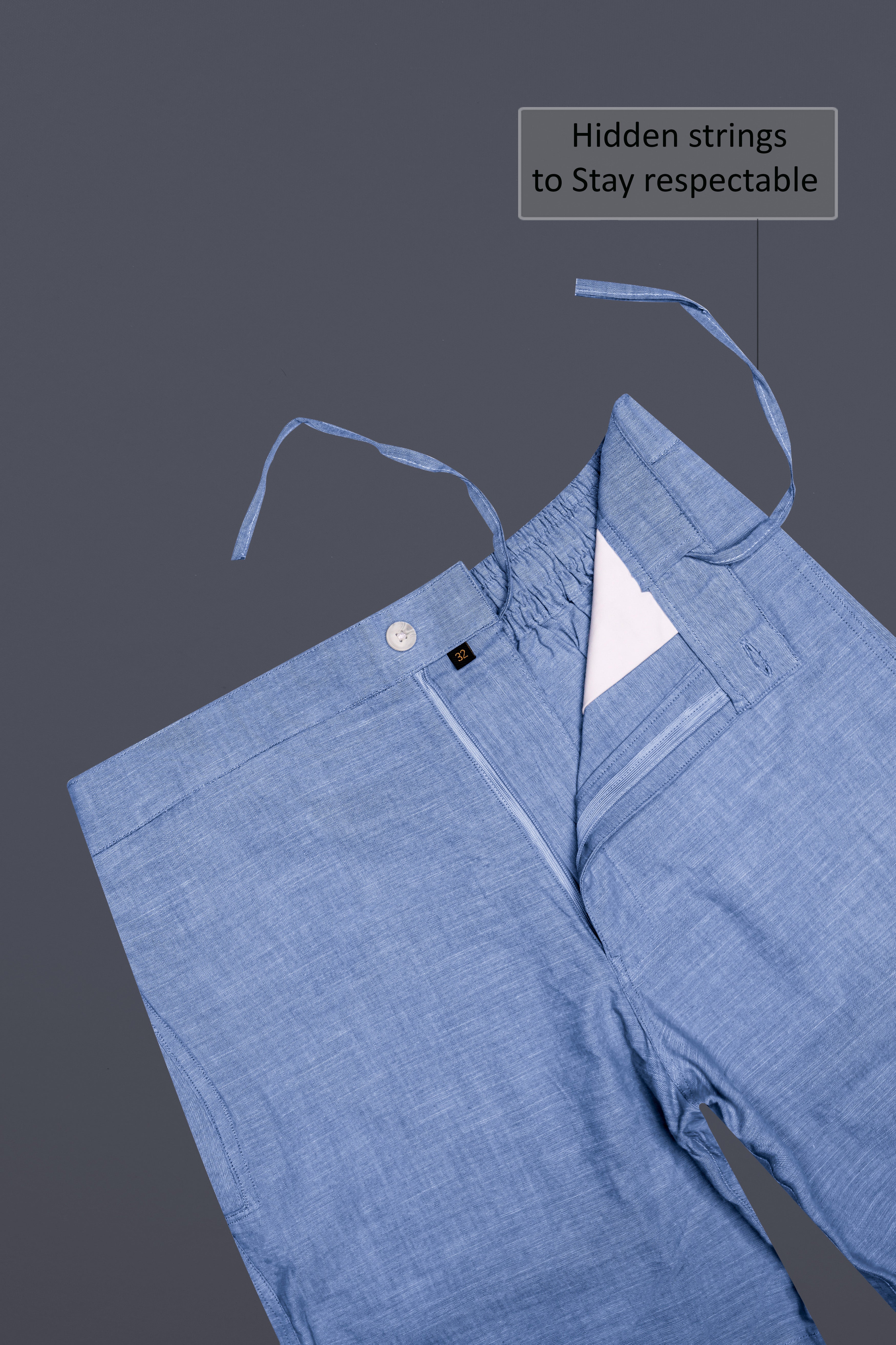 Nerino-Polo Blue Solid Luxurious Linen Shorts