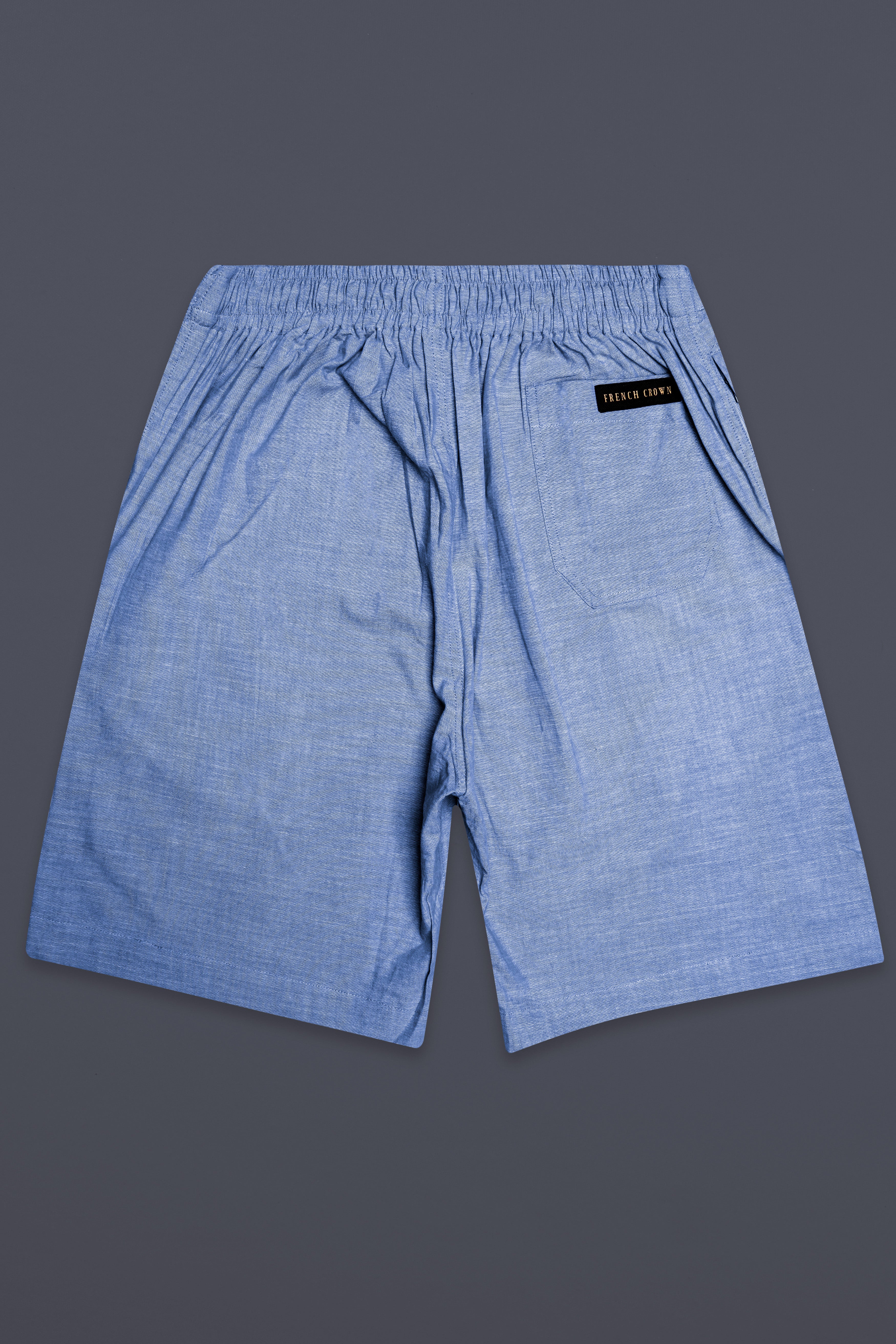 Nerino-Polo Blue Solid Luxurious Linen Shorts
