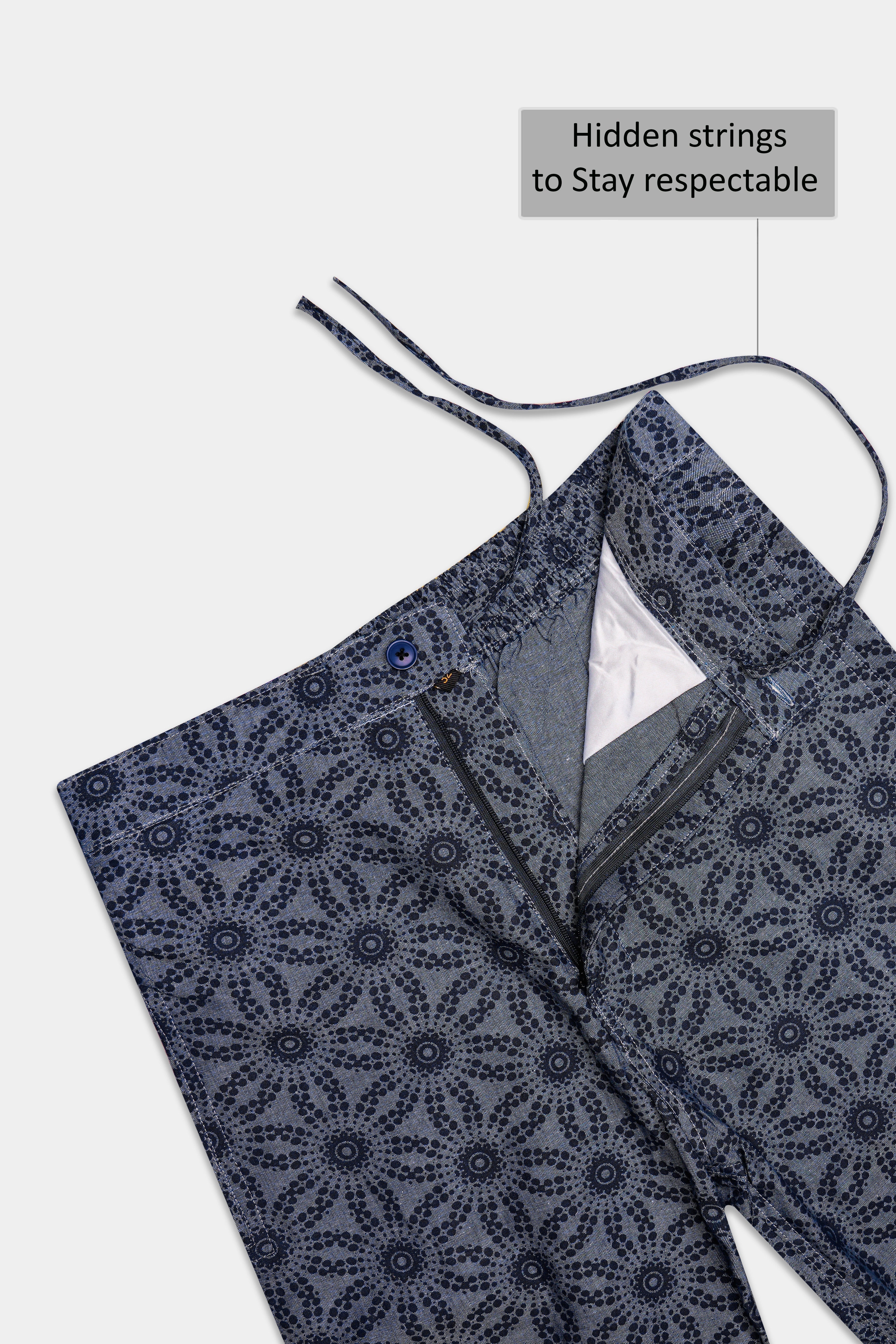 Flint-Trout Gray Printed Premium Cotton Denim Shorts