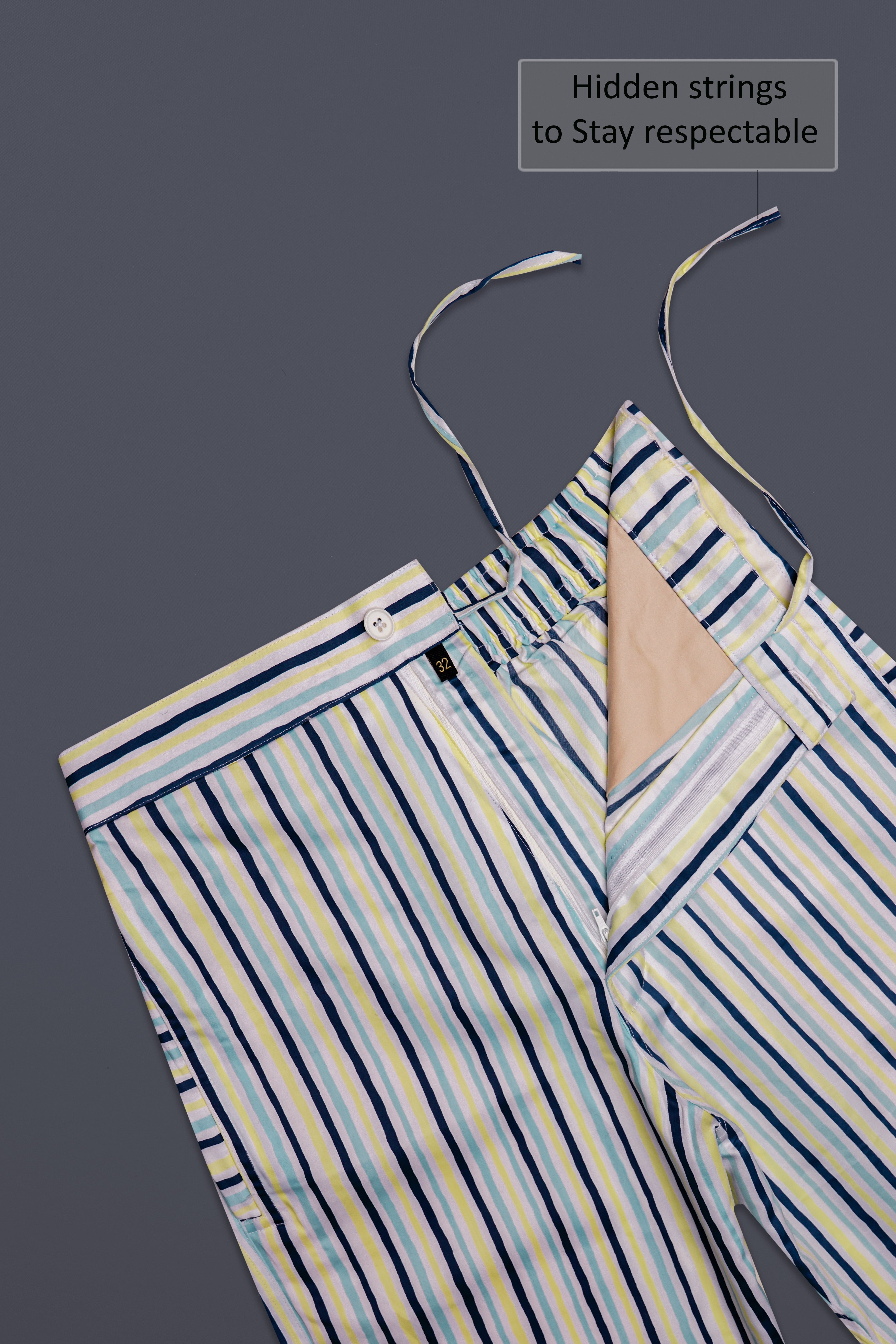 Flicker-Nepal Blue And Laser Yellow Multicolour Striped Super Soft Premium Cotton Shorts