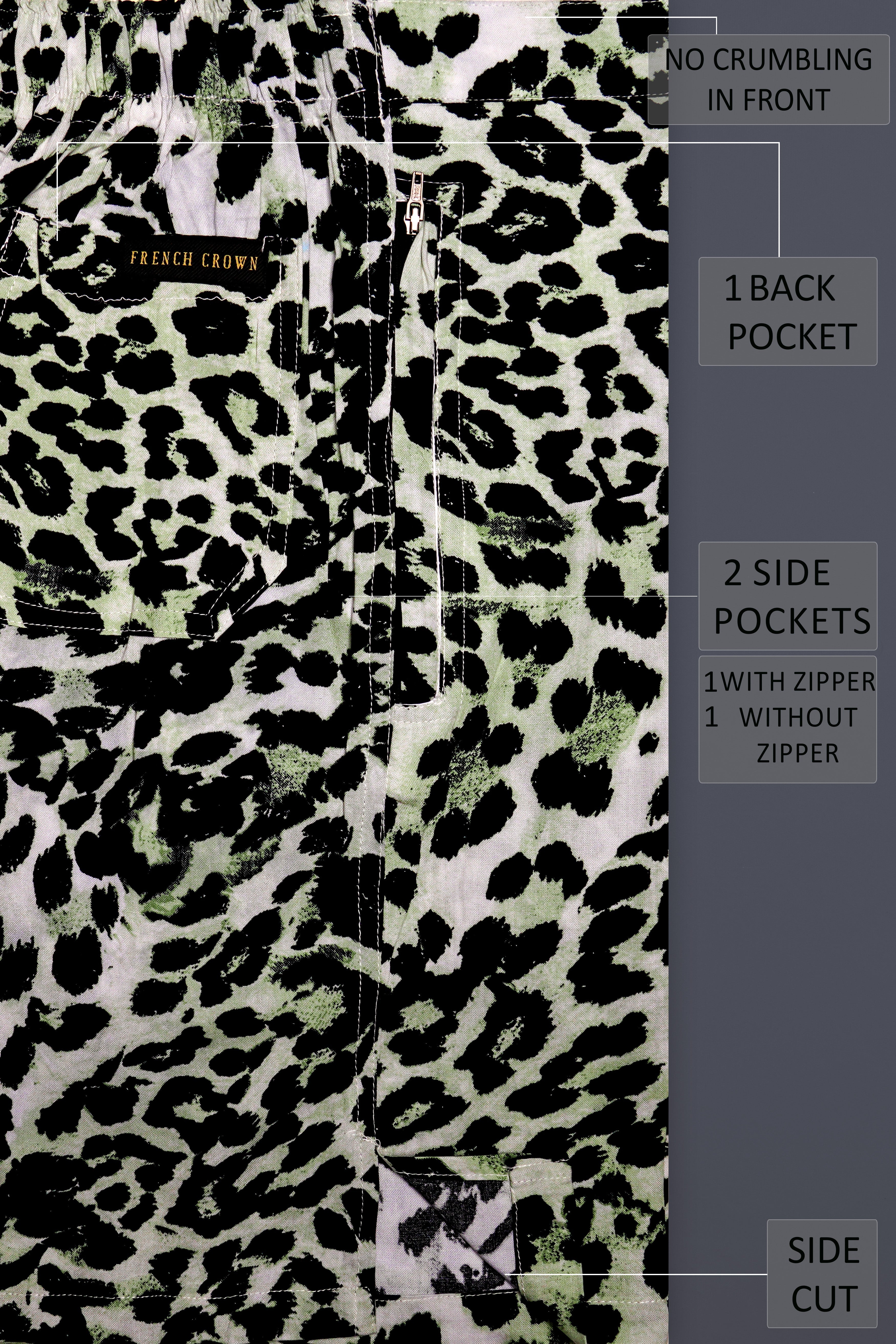 Mosaic-Willow Grove And Jade Black Cheetah Printed Super Soft Premium Tencel Shorts