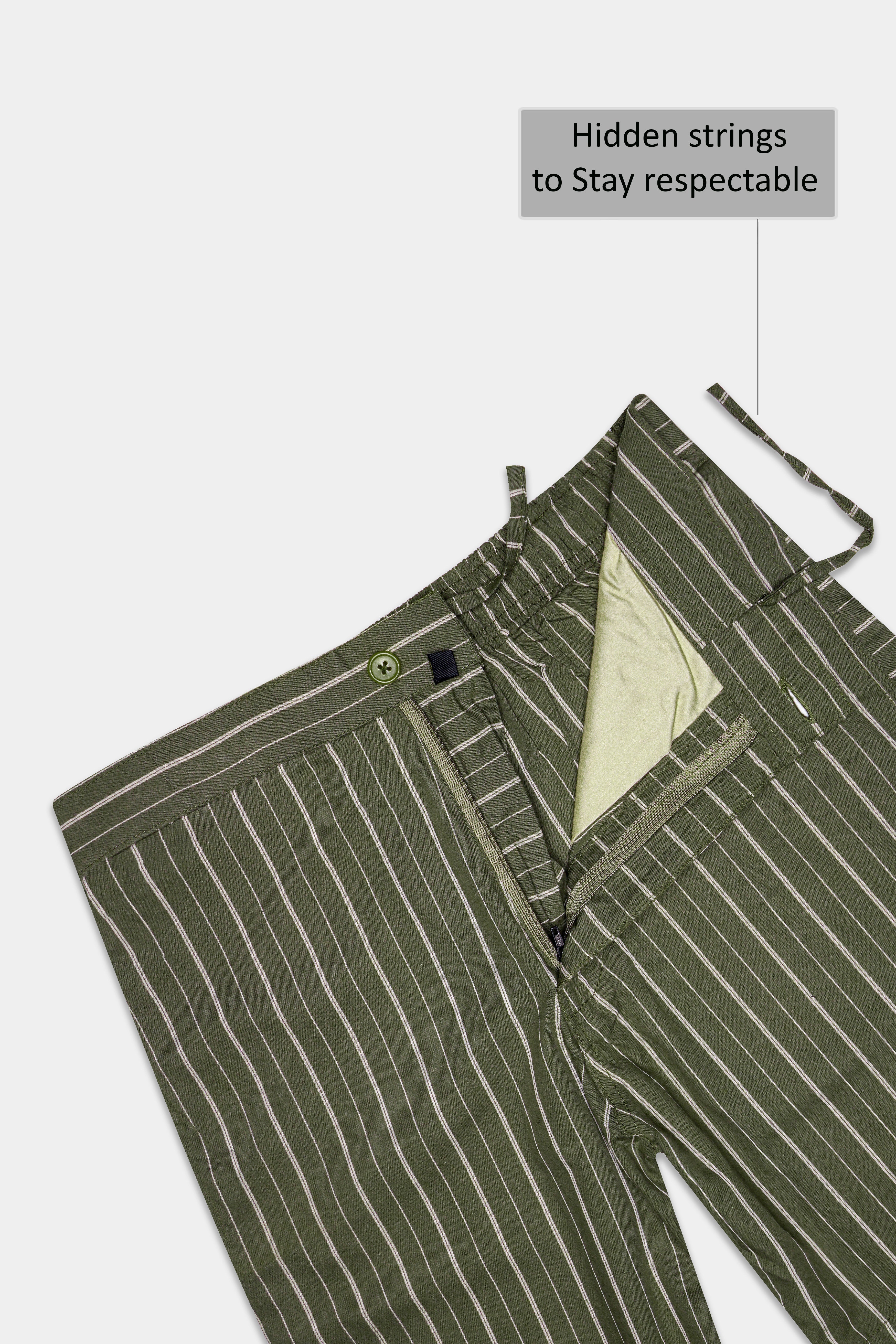 Beryl-Hemlock Green Striped Oxford Premium Cotton Shorts