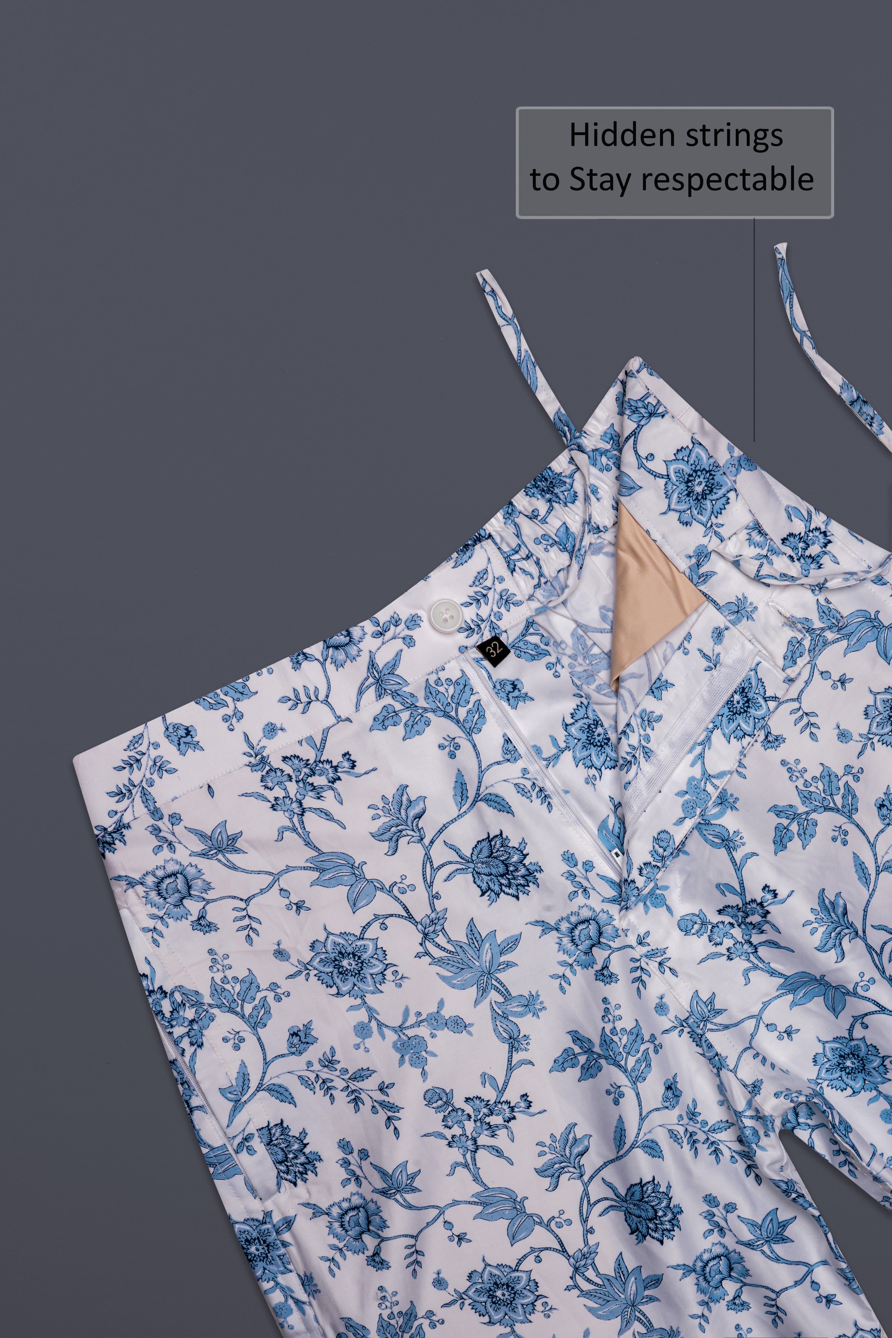 Alpine-Bright White And Lynch Blue Printed Subtle Sheen Super Soft Premium Cotton Shorts