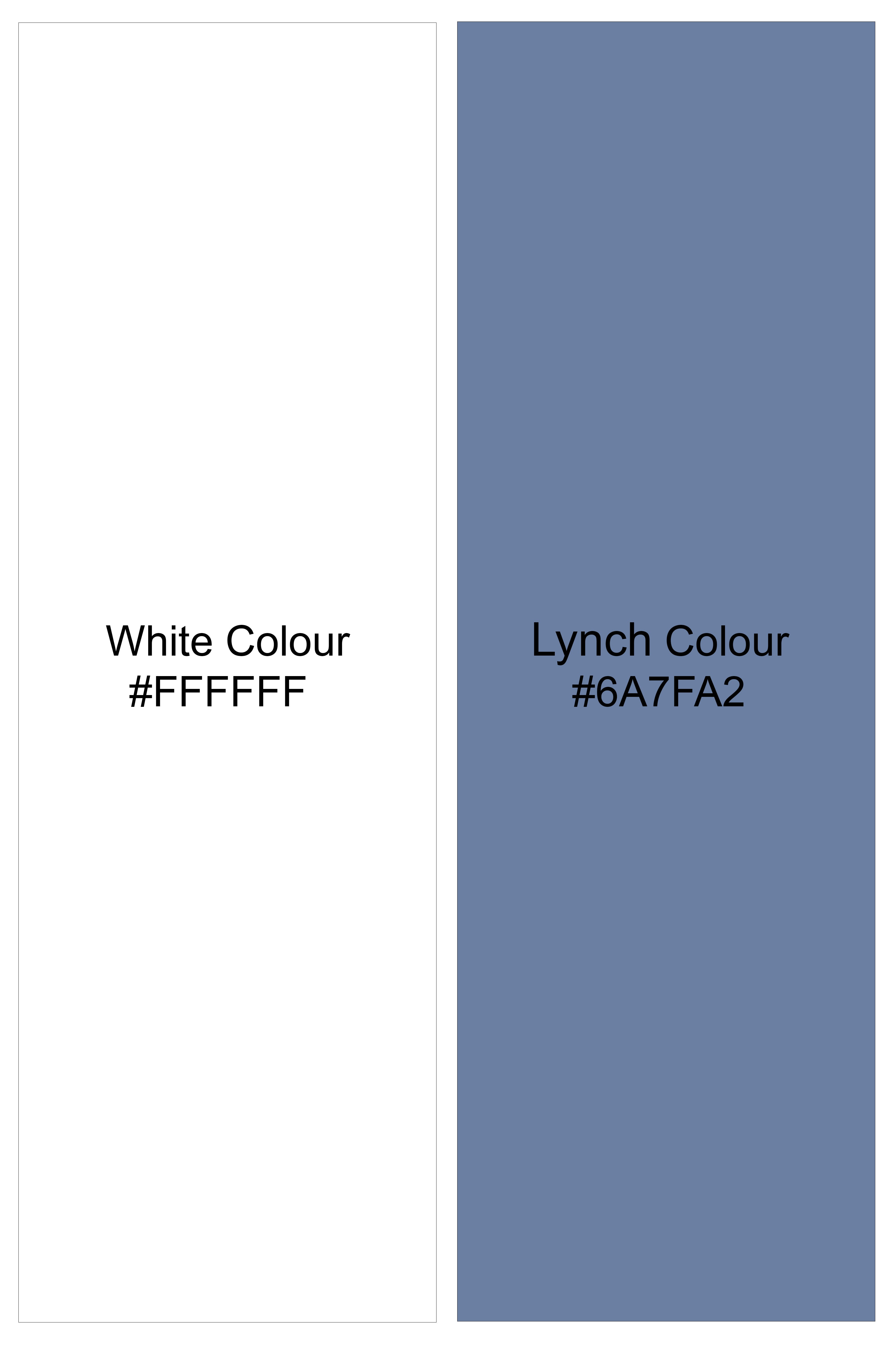 Alpine-Bright White And Lynch Blue Printed Subtle Sheen Super Soft Premium Cotton Shorts