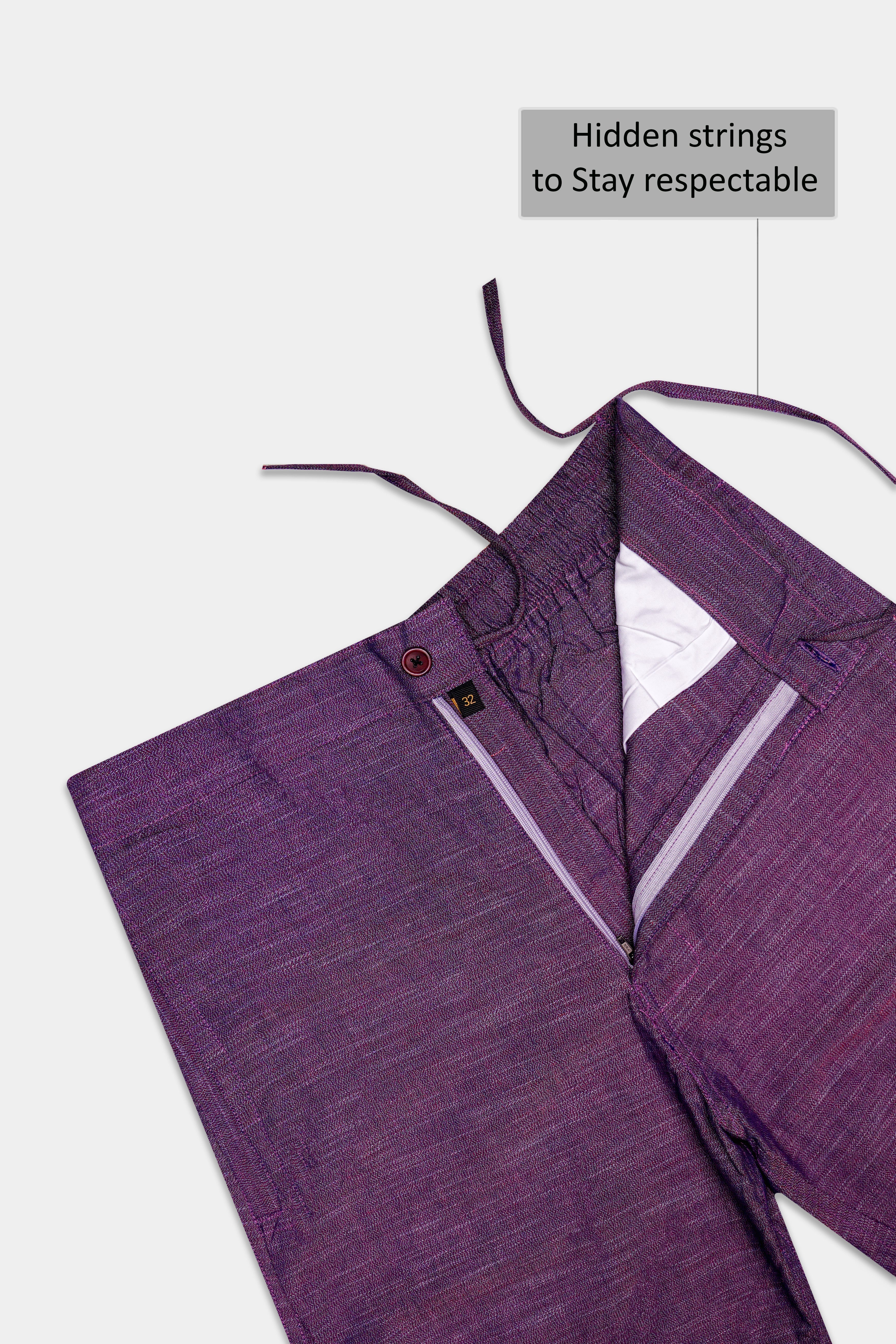 Berris-Grape Purple Textured Chambray Premium Cotton Shorts