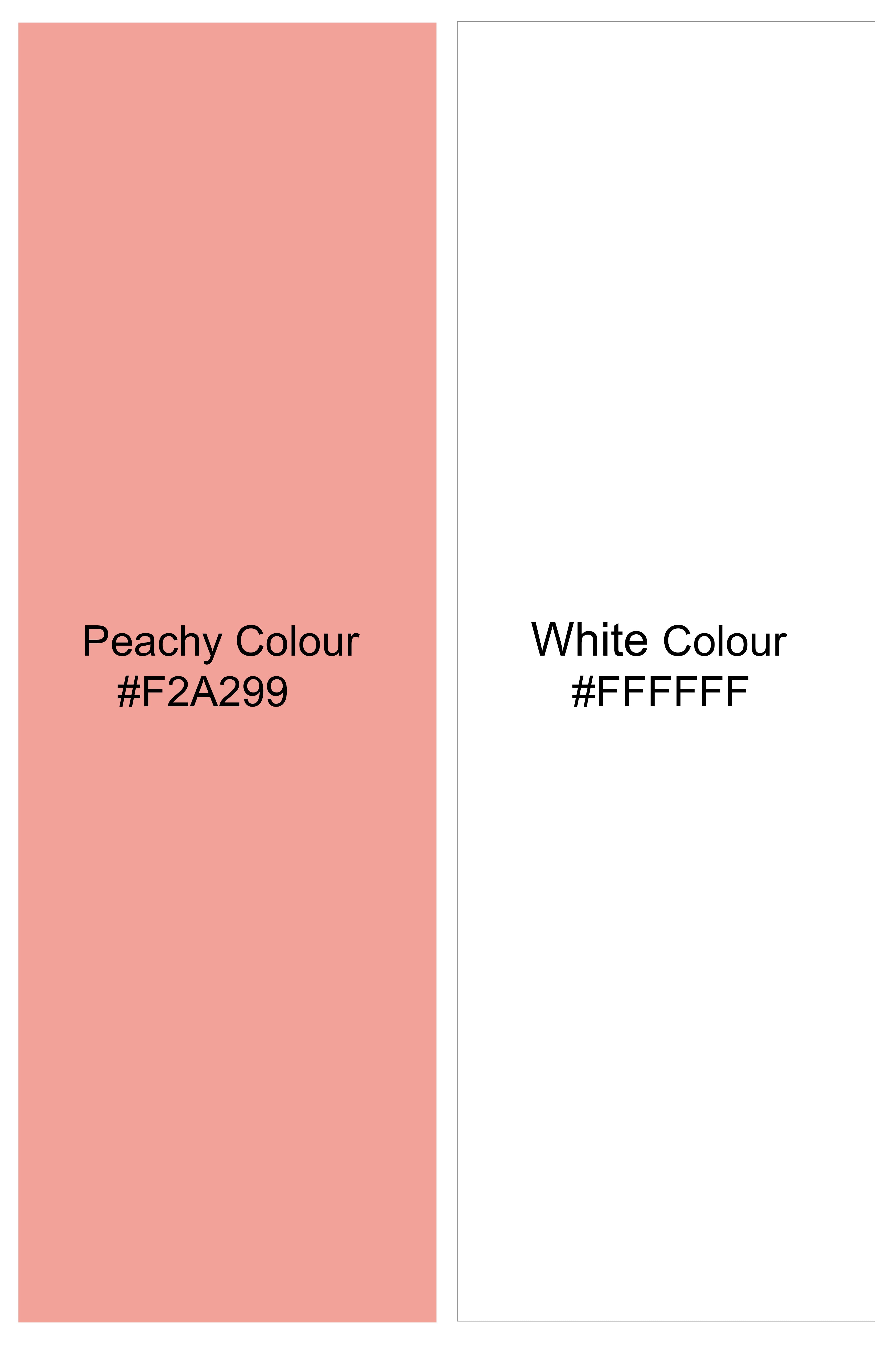 Peachy Peach And Bright White Foral Printed Super Soft Premium Cotton Shorts