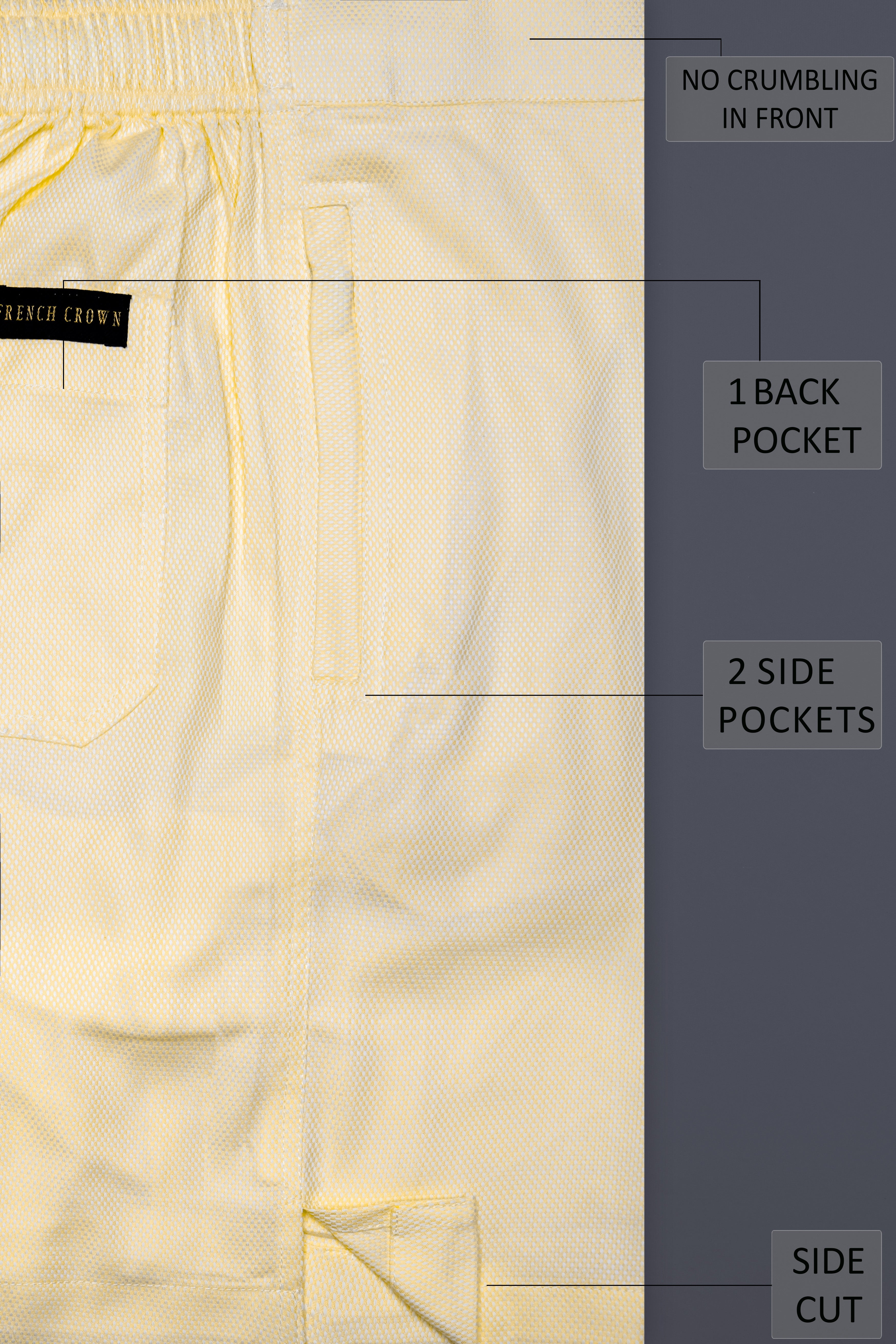 Almond Cream Dobby Textured Premium Cotton Shorts