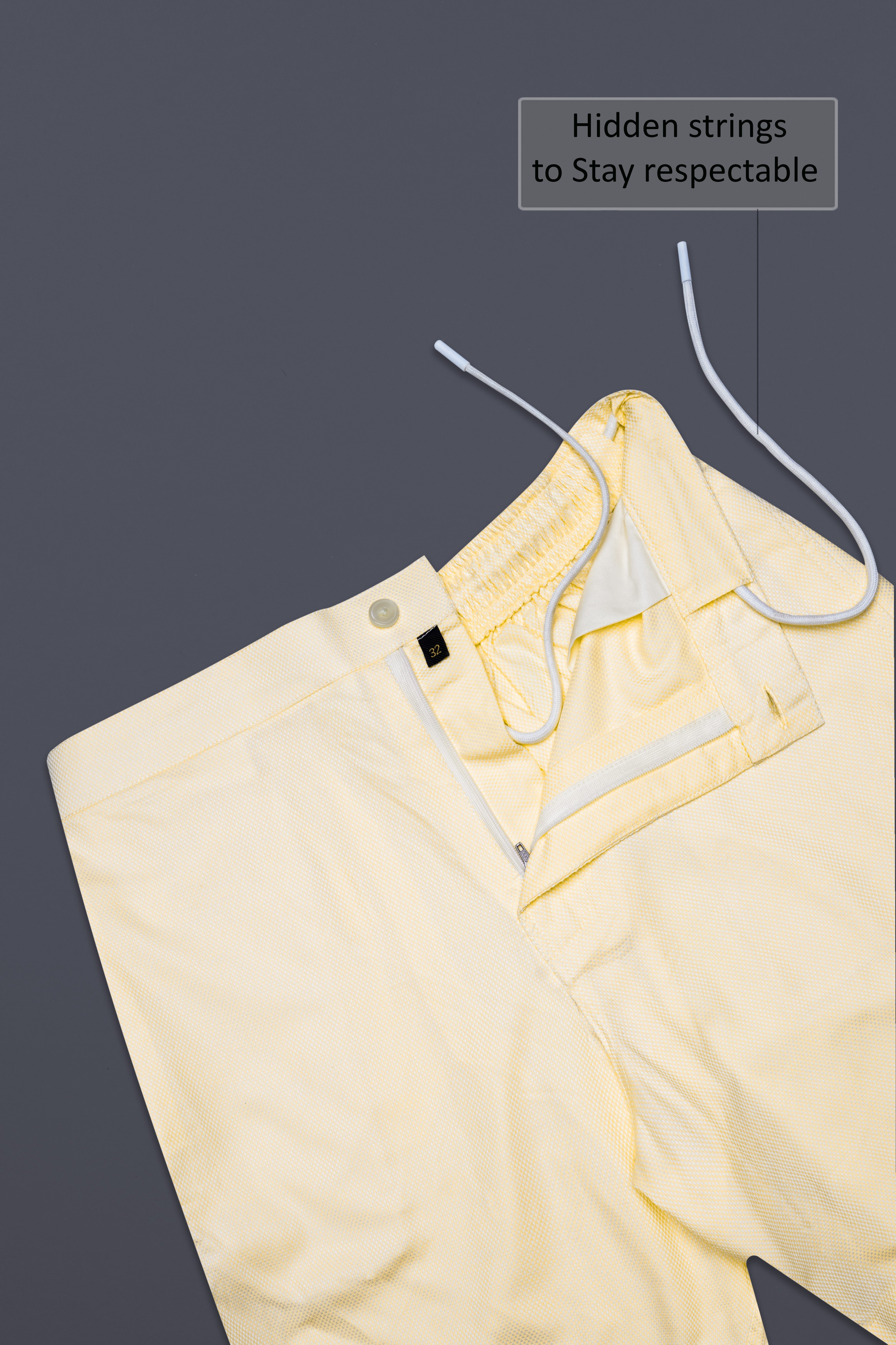 Almond Cream Dobby Textured Premium Cotton Shorts