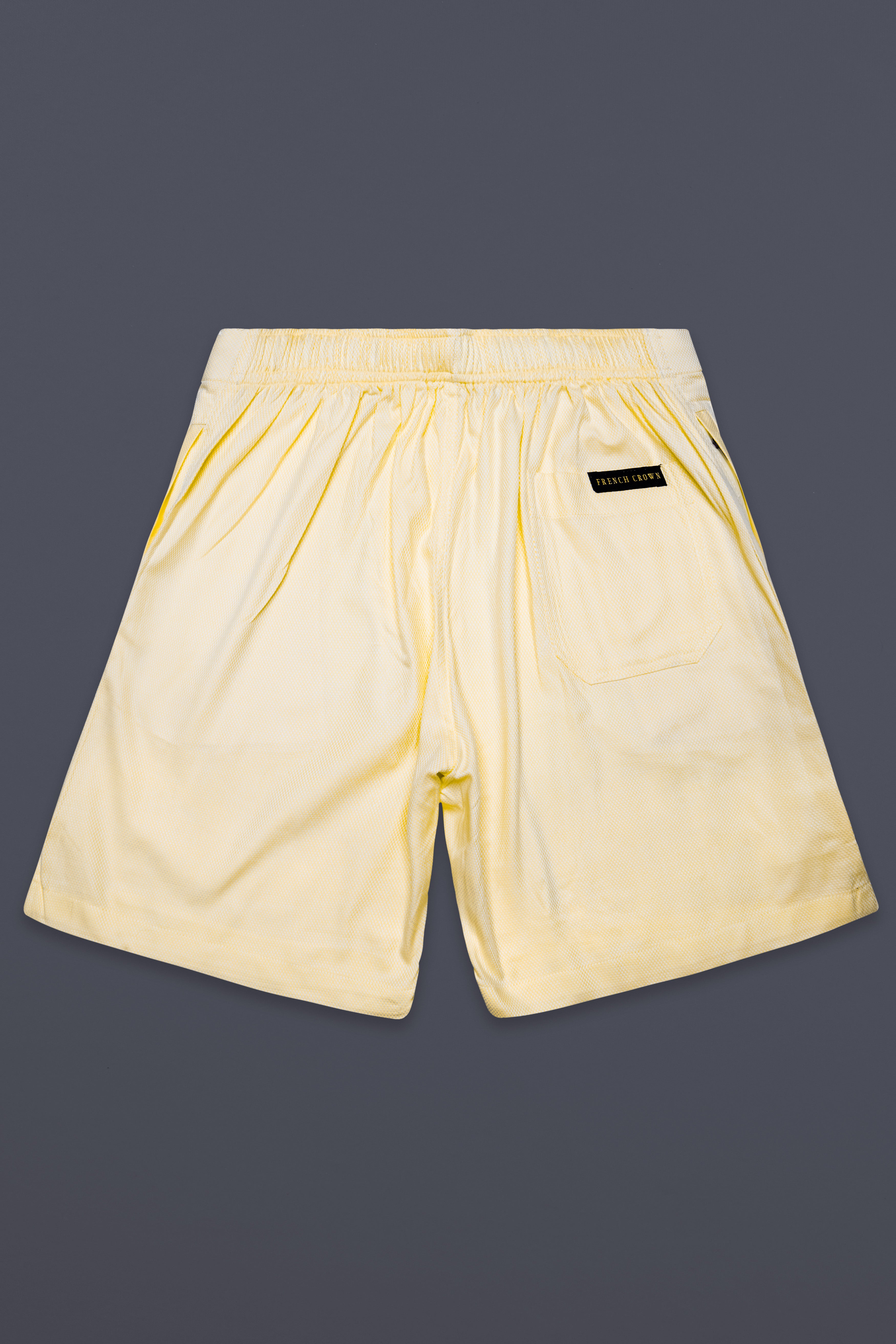 Almond Cream Dobby Textured Premium Cotton Shorts
