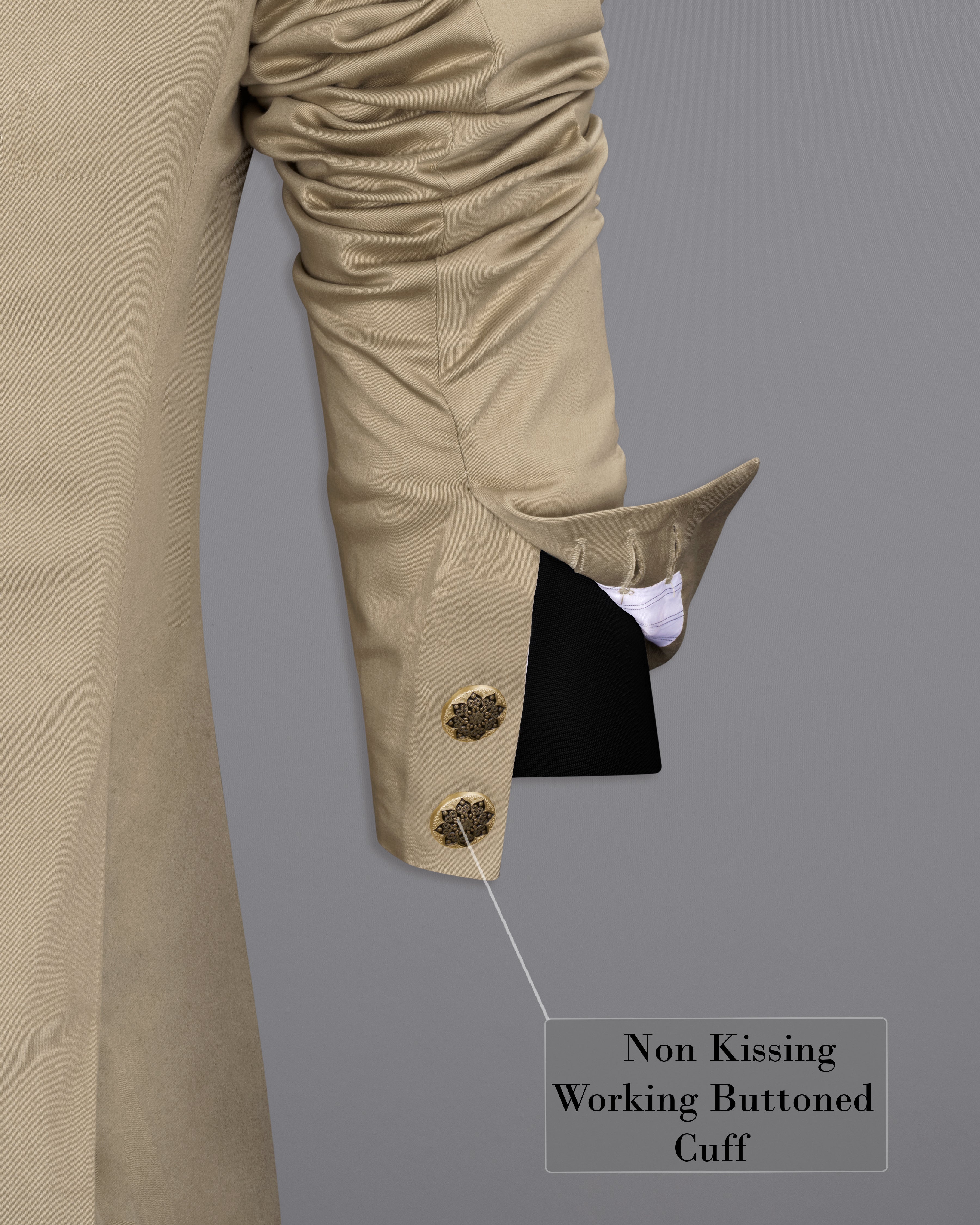 Quicksand Brown Bandhgala Premium Cotton Stretchable Traveler Suit ST2654-BG-36, ST2654-BG-38, ST2654-BG-40, ST2654-BG-42, ST2654-BG-44, ST2654-BG-46, ST2654-BG-48, ST2654-BG-50, ST2654-BG-52, ST2654-BG-54, ST2654-BG-56, ST2654-BG-58, ST2654-BG-60