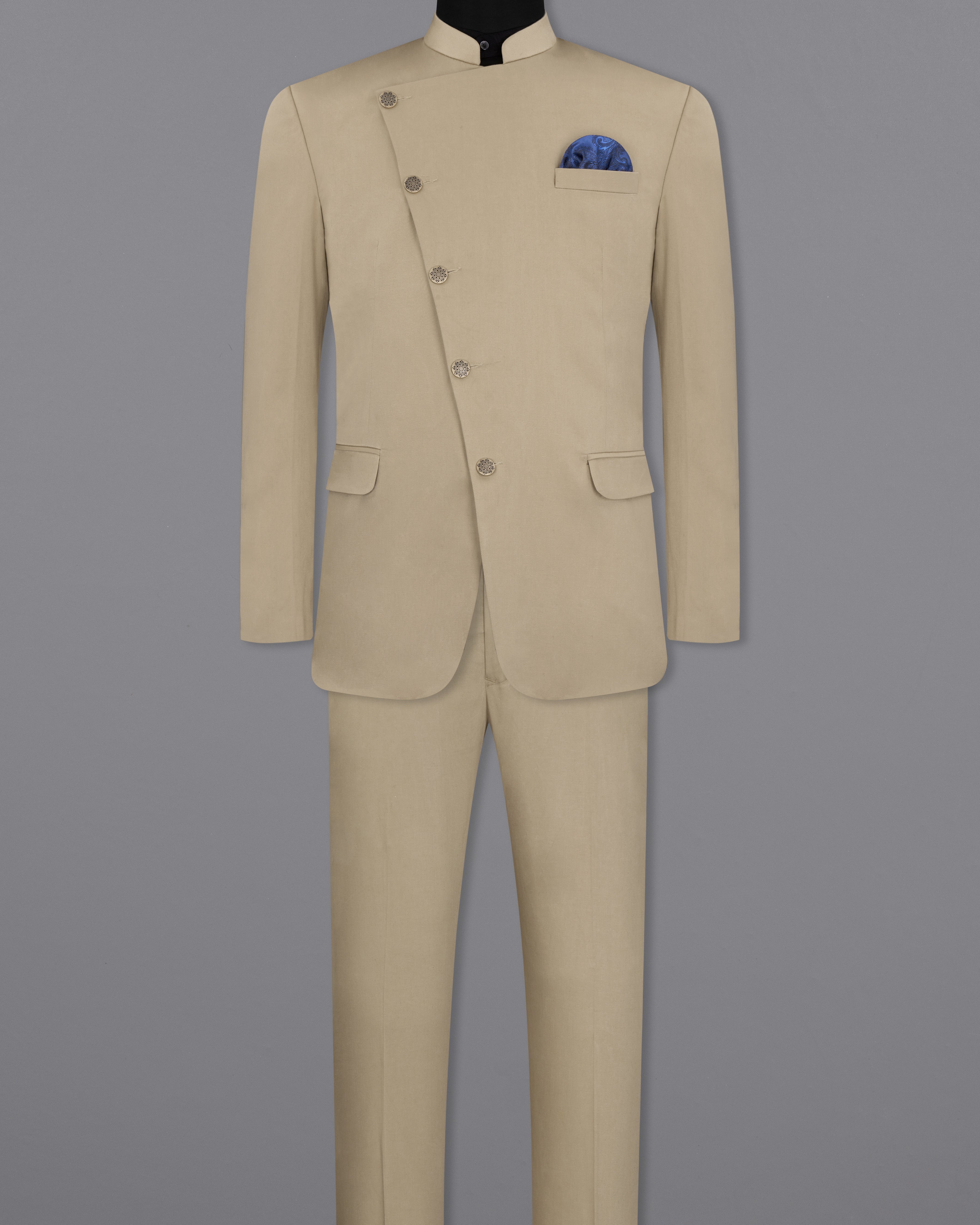 Quicksand Brown Stretchable Cross Placket Bandhgala Premium Cotton Traveler Suit ST2655-CBG-36, ST2655-CBG-38, ST2655-CBG-40, ST2655-CBG-42, ST2655-CBG-44, ST2655-CBG-46, ST2655-CBG-48, ST2655-CBG-50, ST2655-CBG-52, ST2655-CBG-54, ST2655-CBG-56, ST2655-CBG-58, ST2655-CBG-60