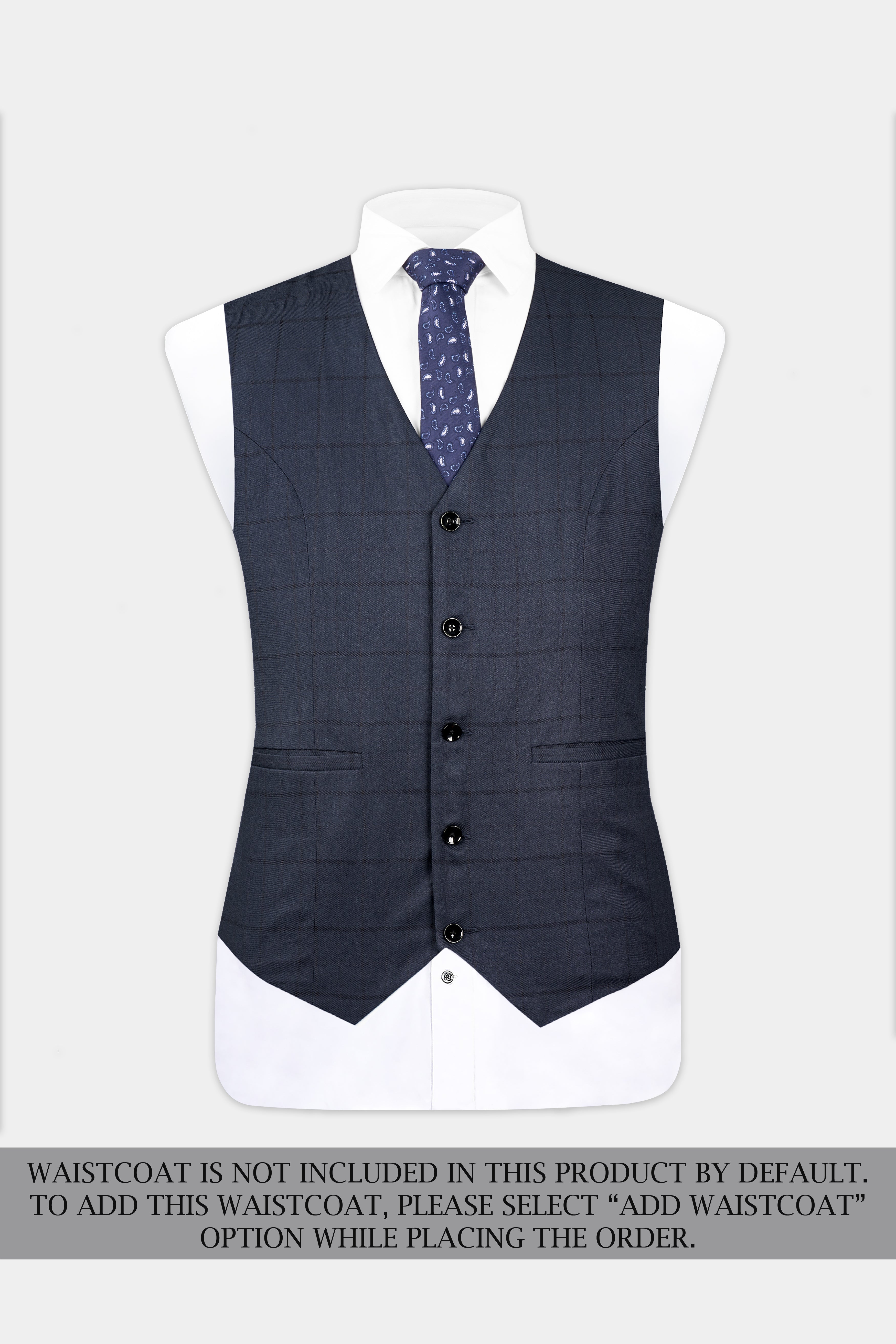 Shark Blue Subtle Windowpane Double Breasted Suit