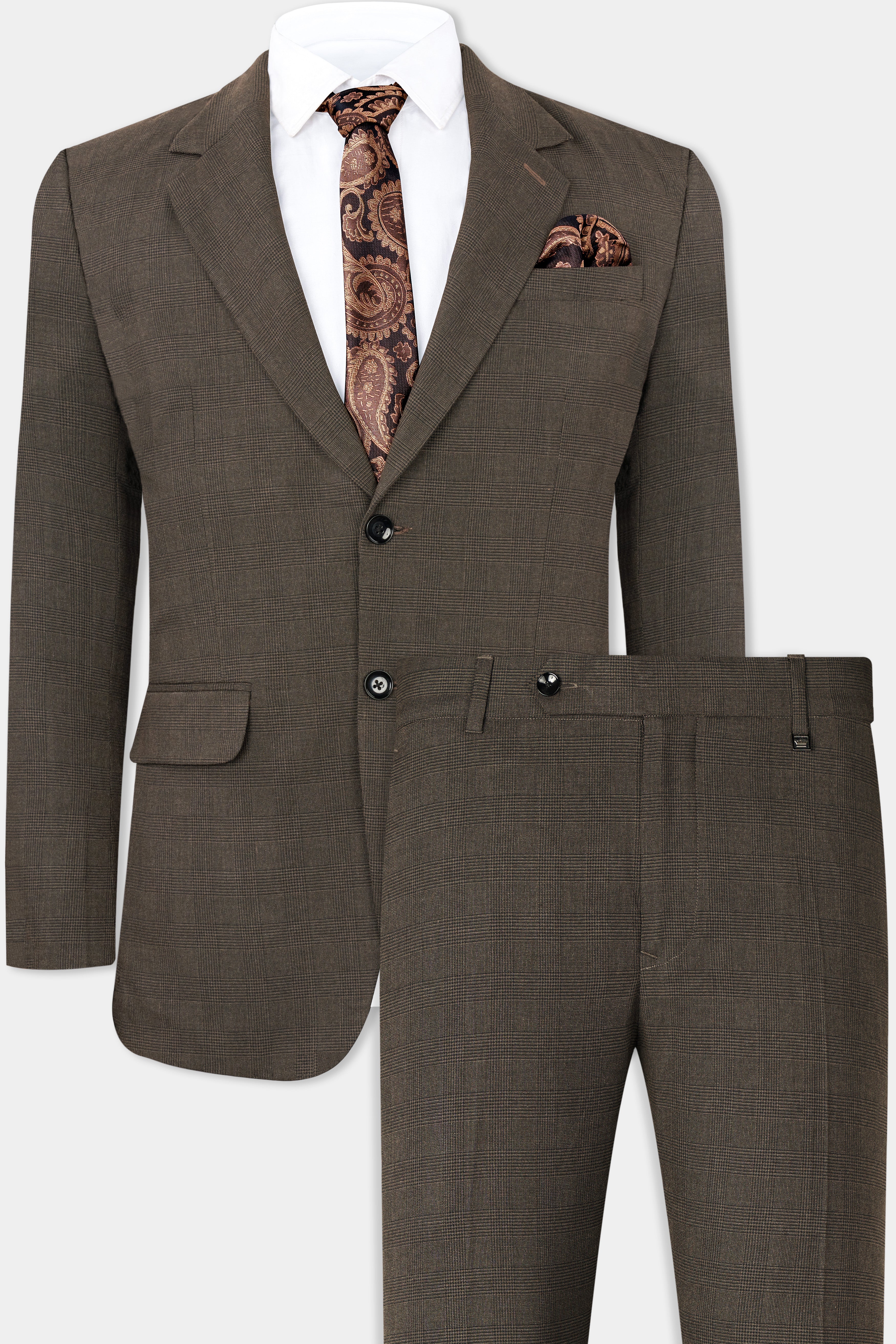 Taupe Dark Brown Single-Breasted Suit