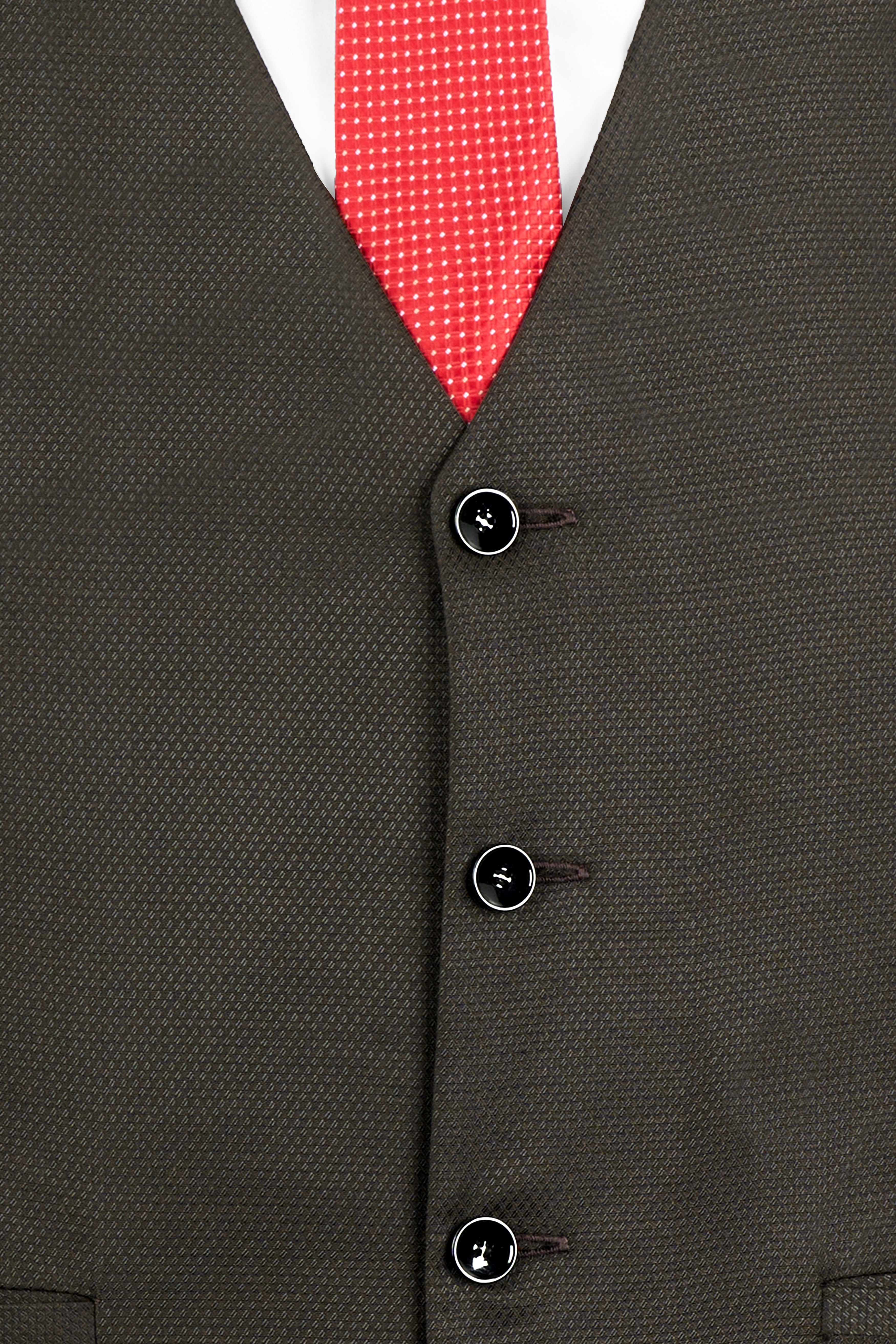 Merline Dark Brown Dobby Textured Double Breasted Suit