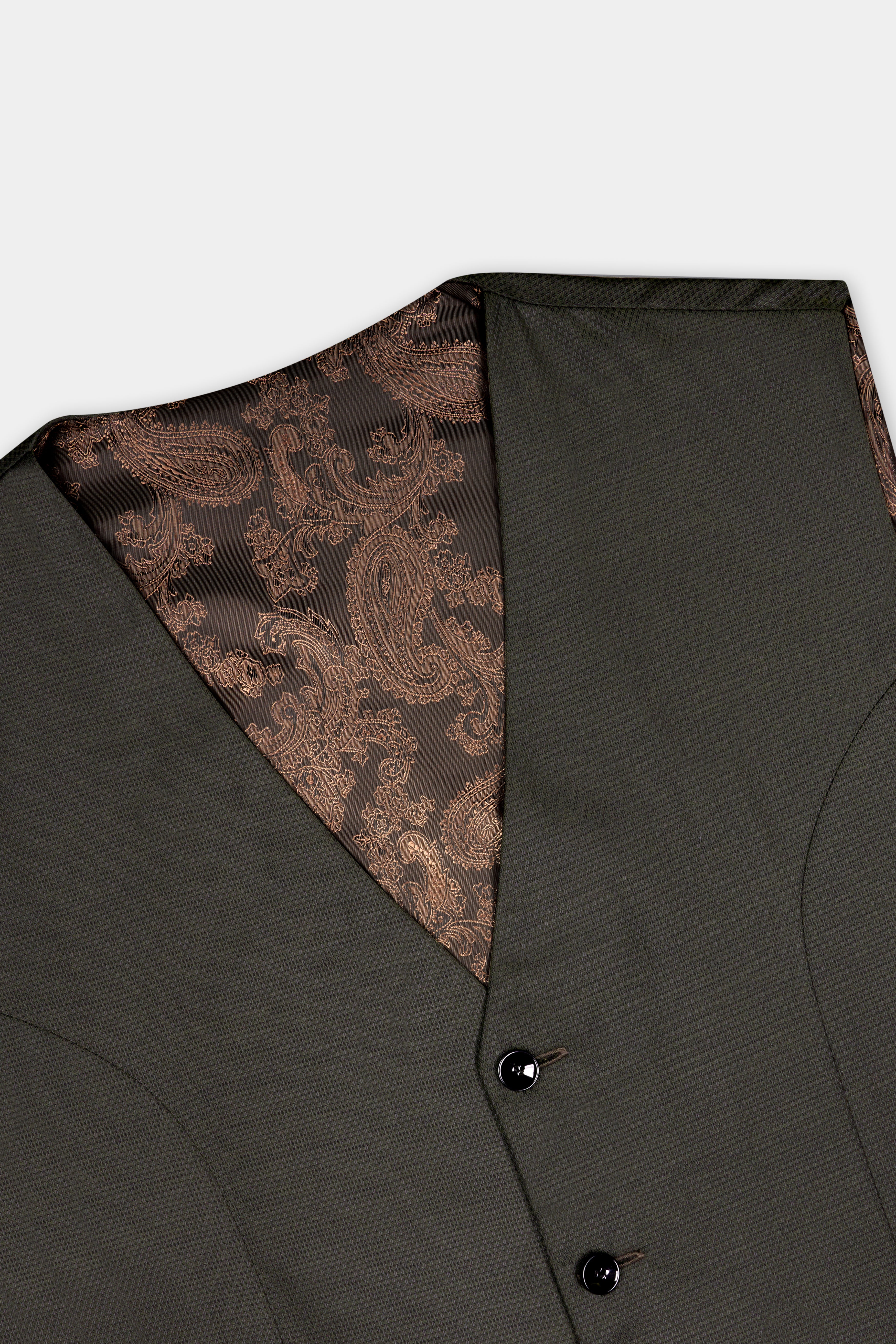 Merline Dark Brown Dobby Textured Double Breasted Suit