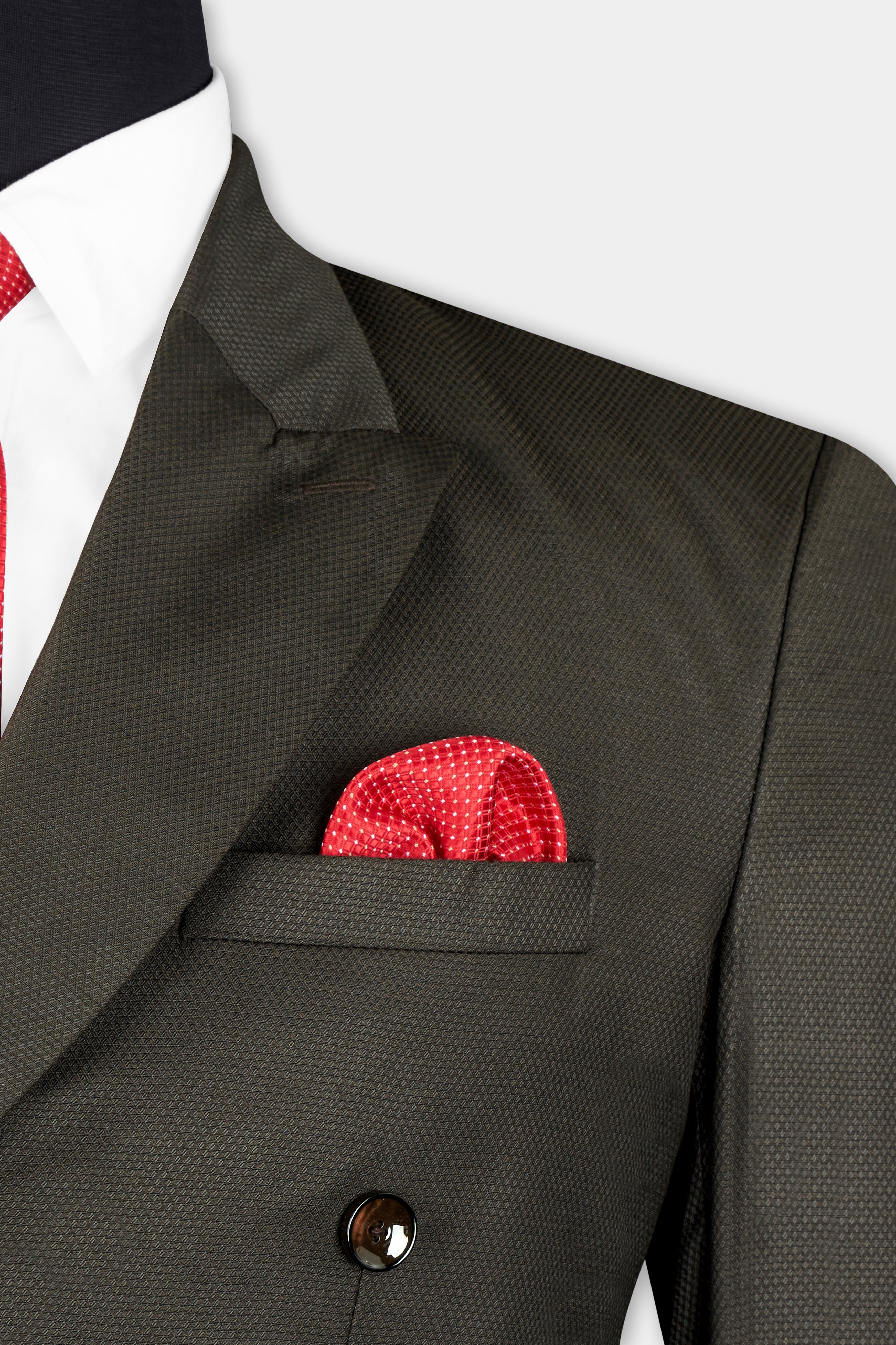 Merline Dark Brown Dobby Textured Double Breasted Suit