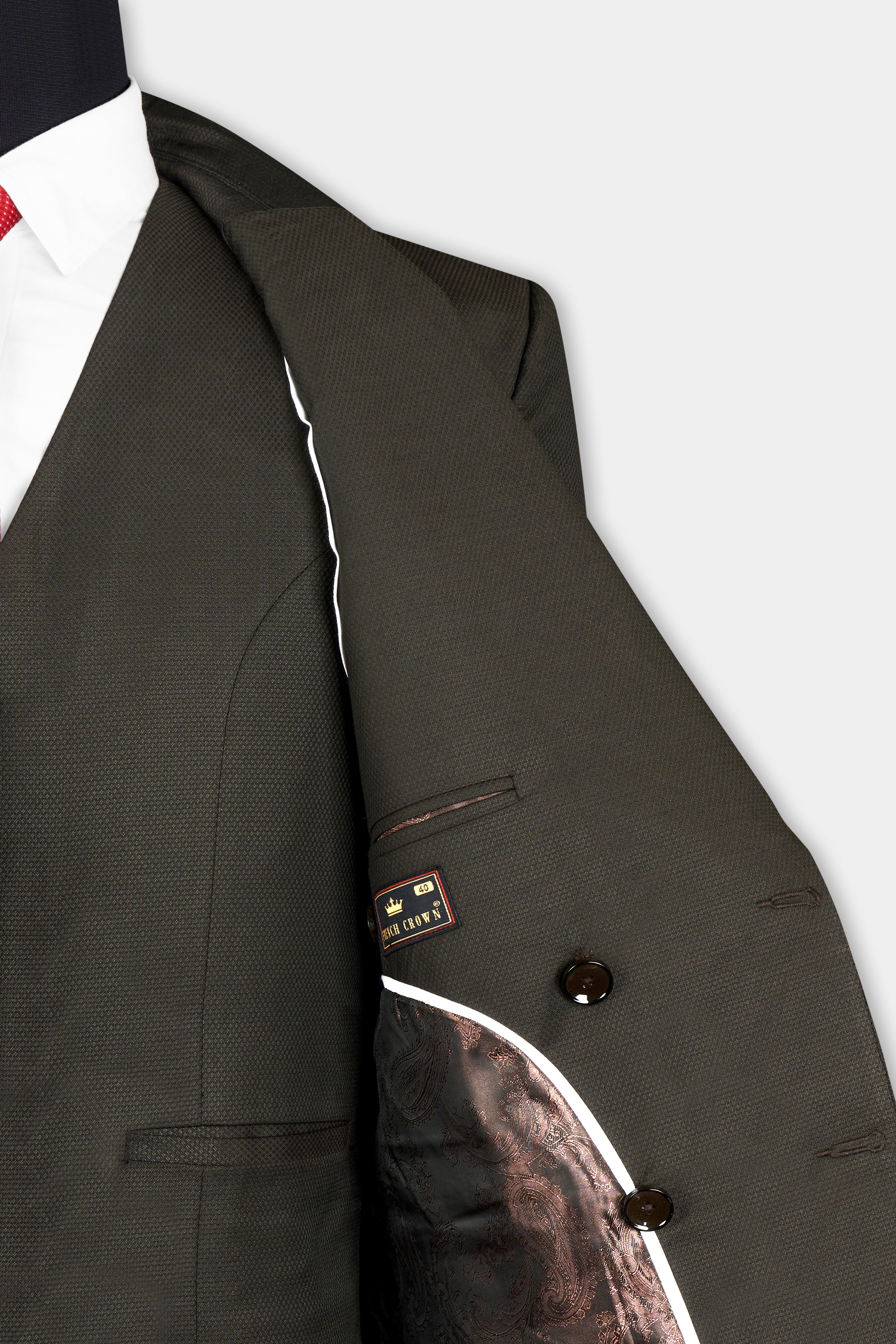 Merline Dark Brown Dobby Textured Double Breasted Suit