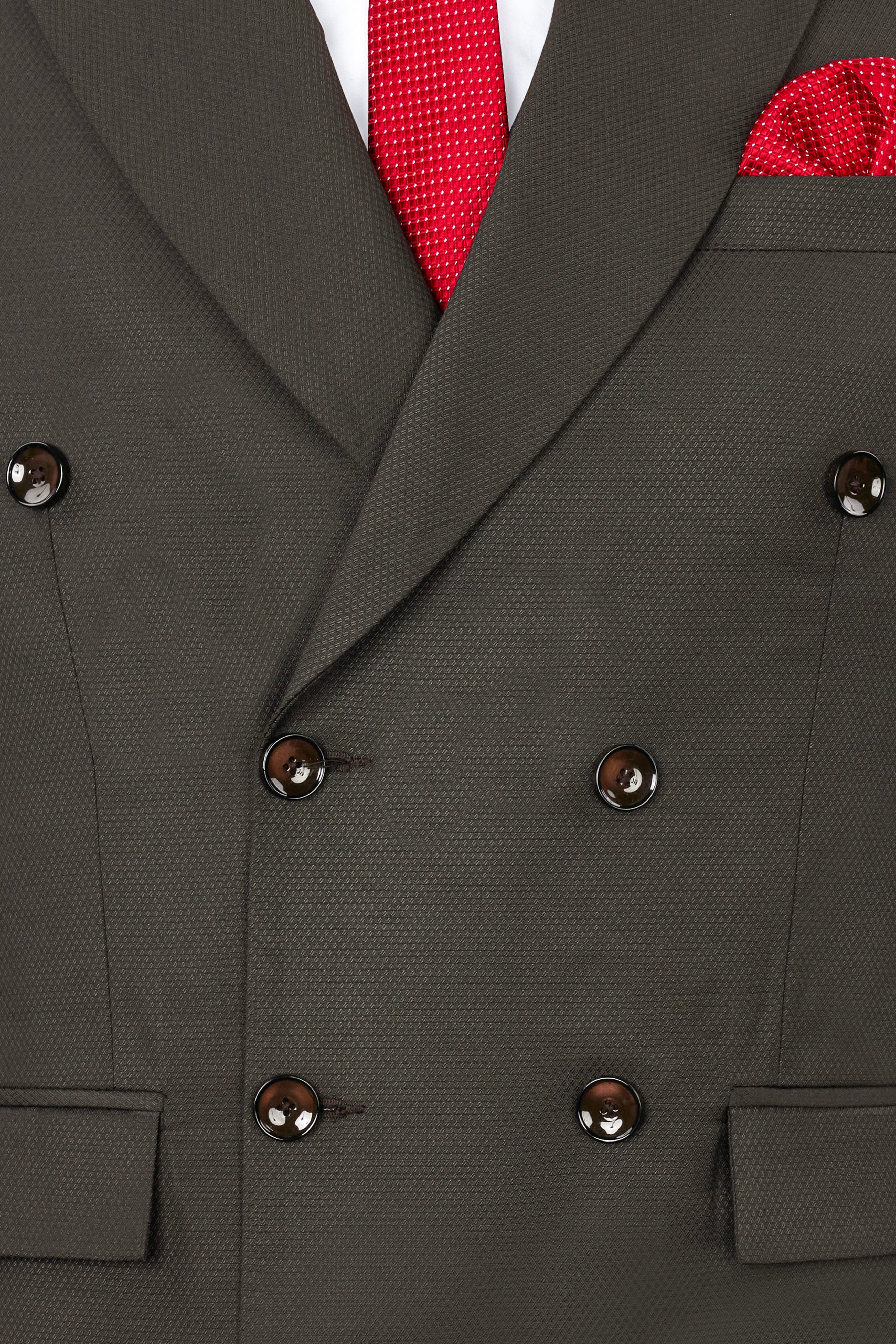 Merline Dark Brown Dobby Textured Double Breasted Suit