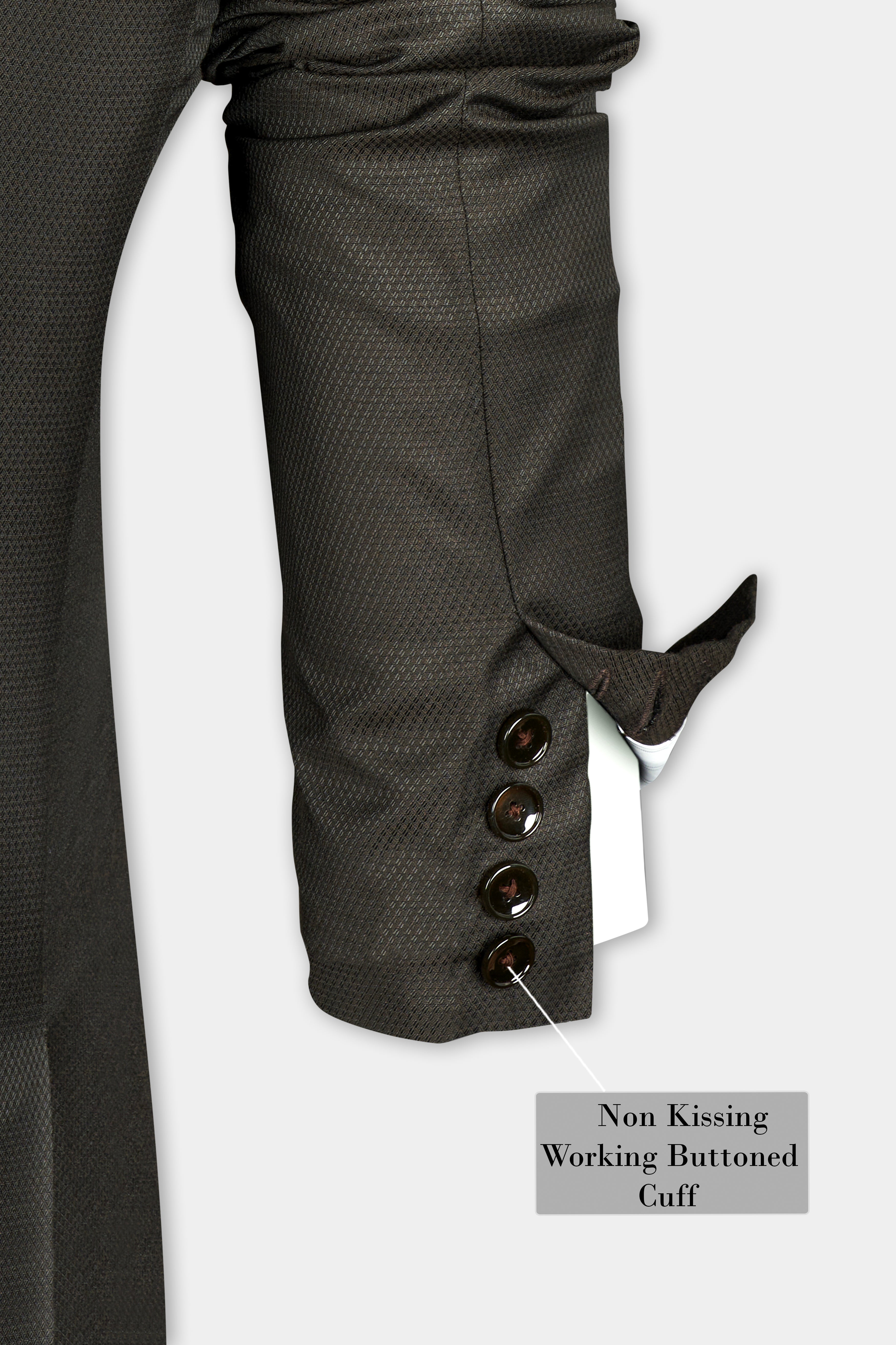 Merline Dark Brown Dobby Textured Double Breasted Suit