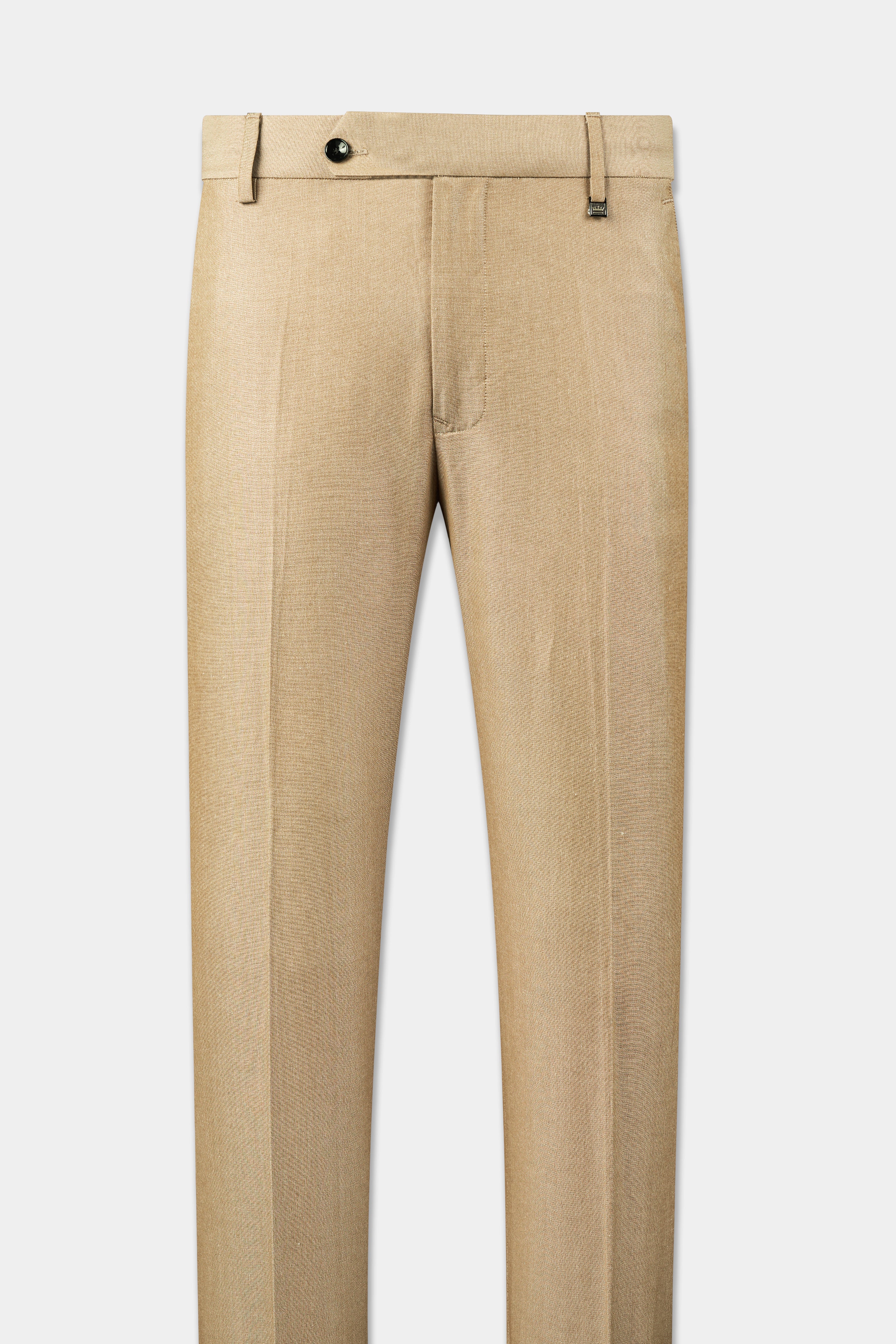 Heathered Light Brown Cross Placket Bandhgala Suit