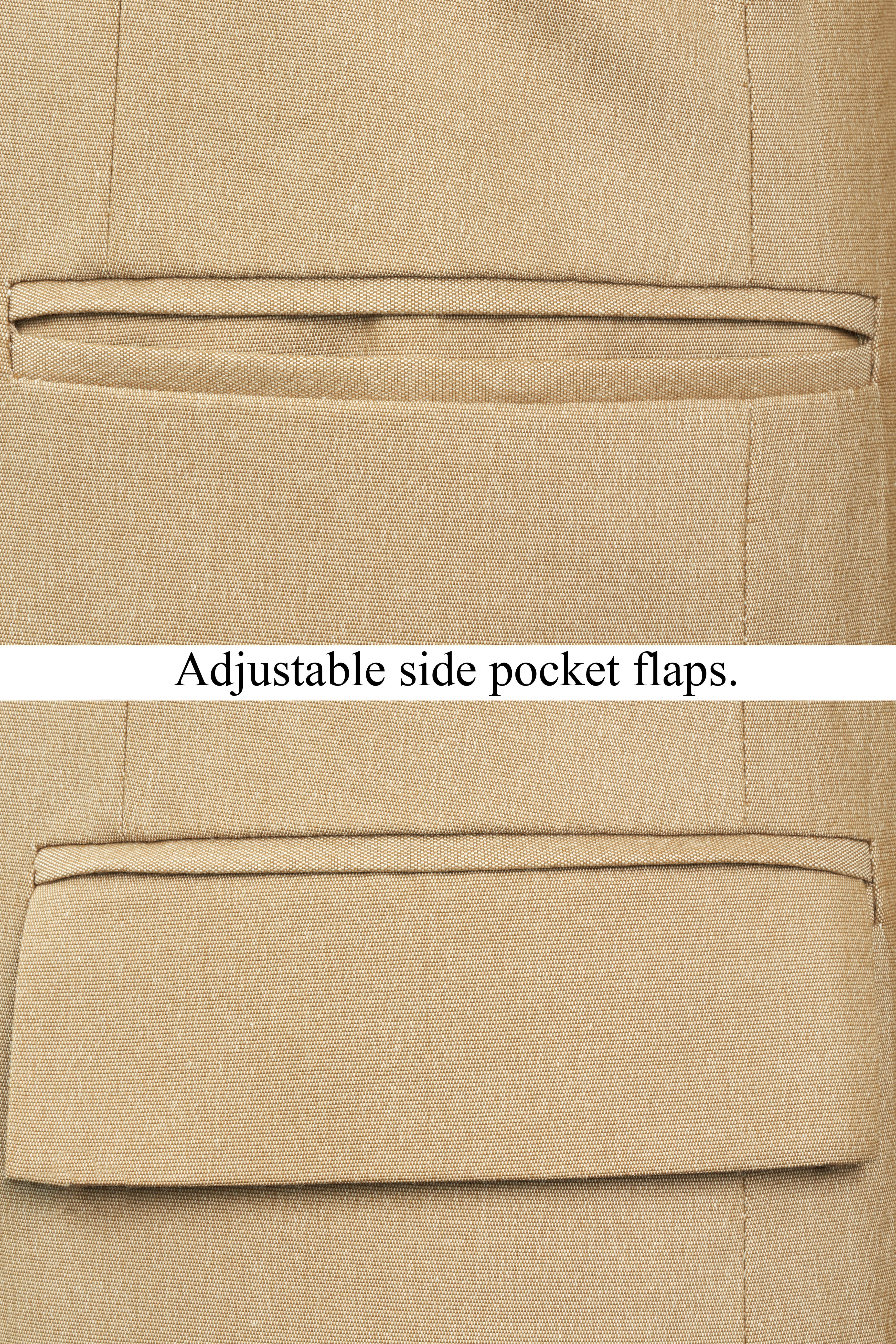 Heathered Light Brown Cross Placket Bandhgala Suit