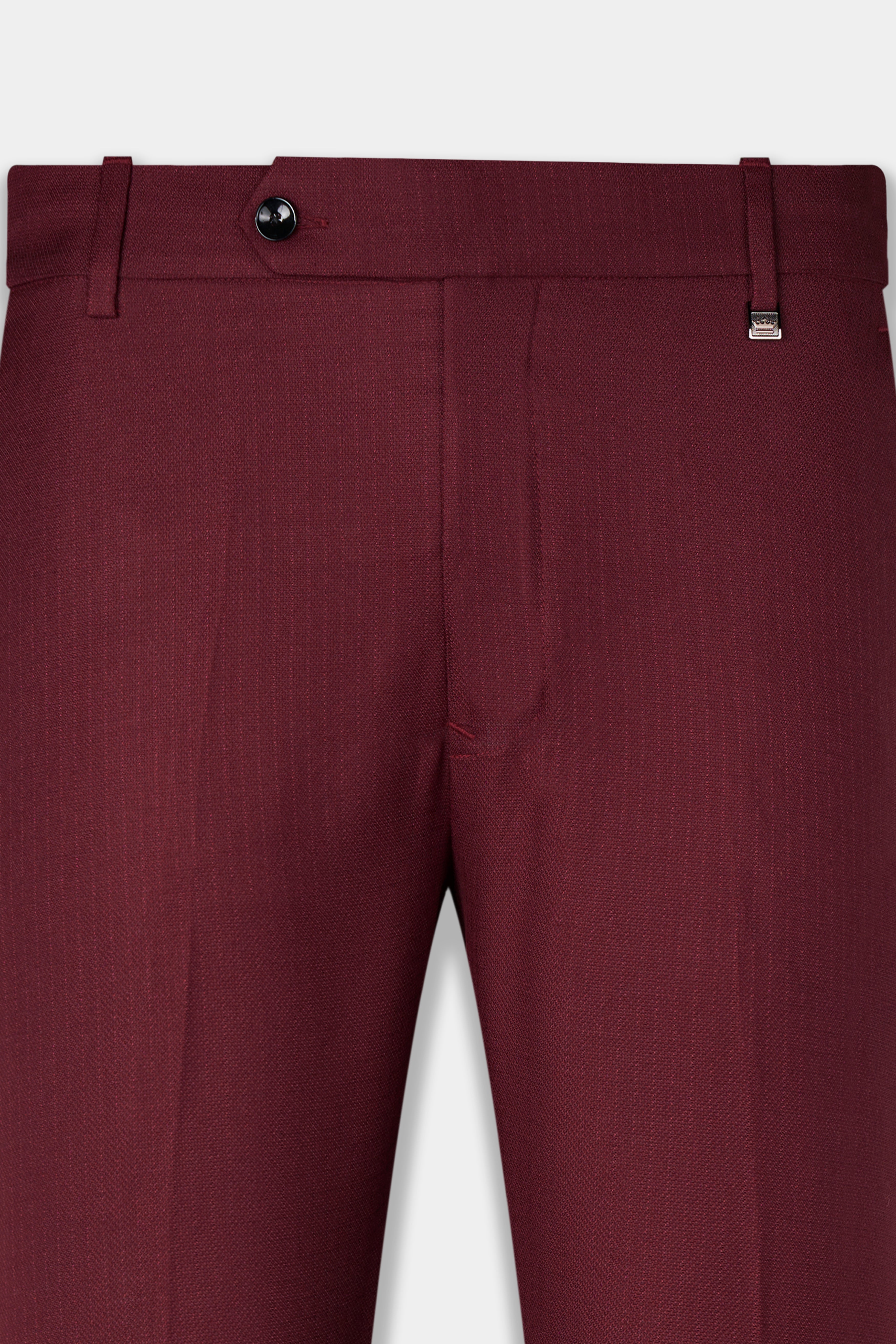 Maroon Dobby Textured Cross Placket Bandhgala Suit