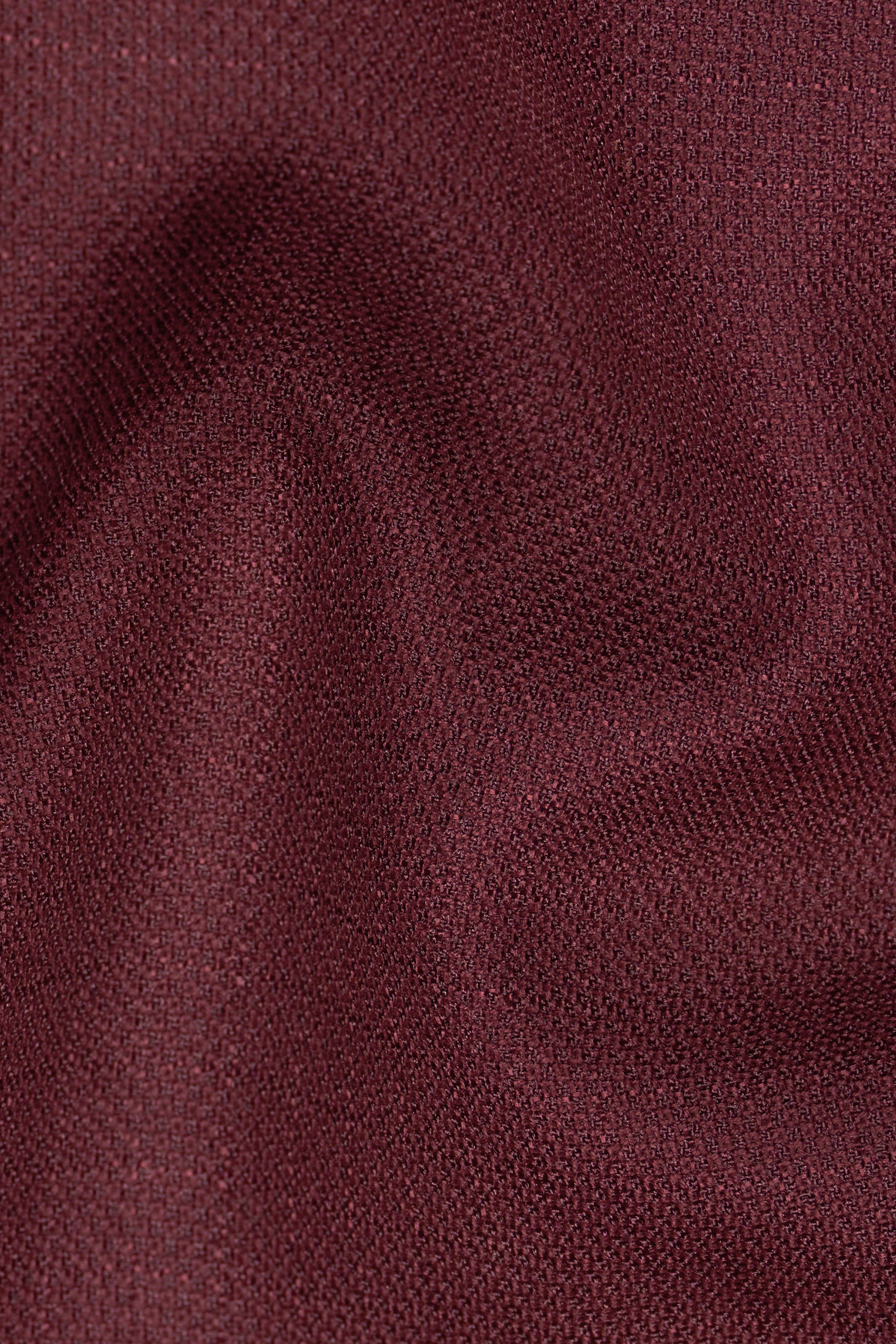 Maroon Dobby Textured Cross Placket Bandhgala Suit