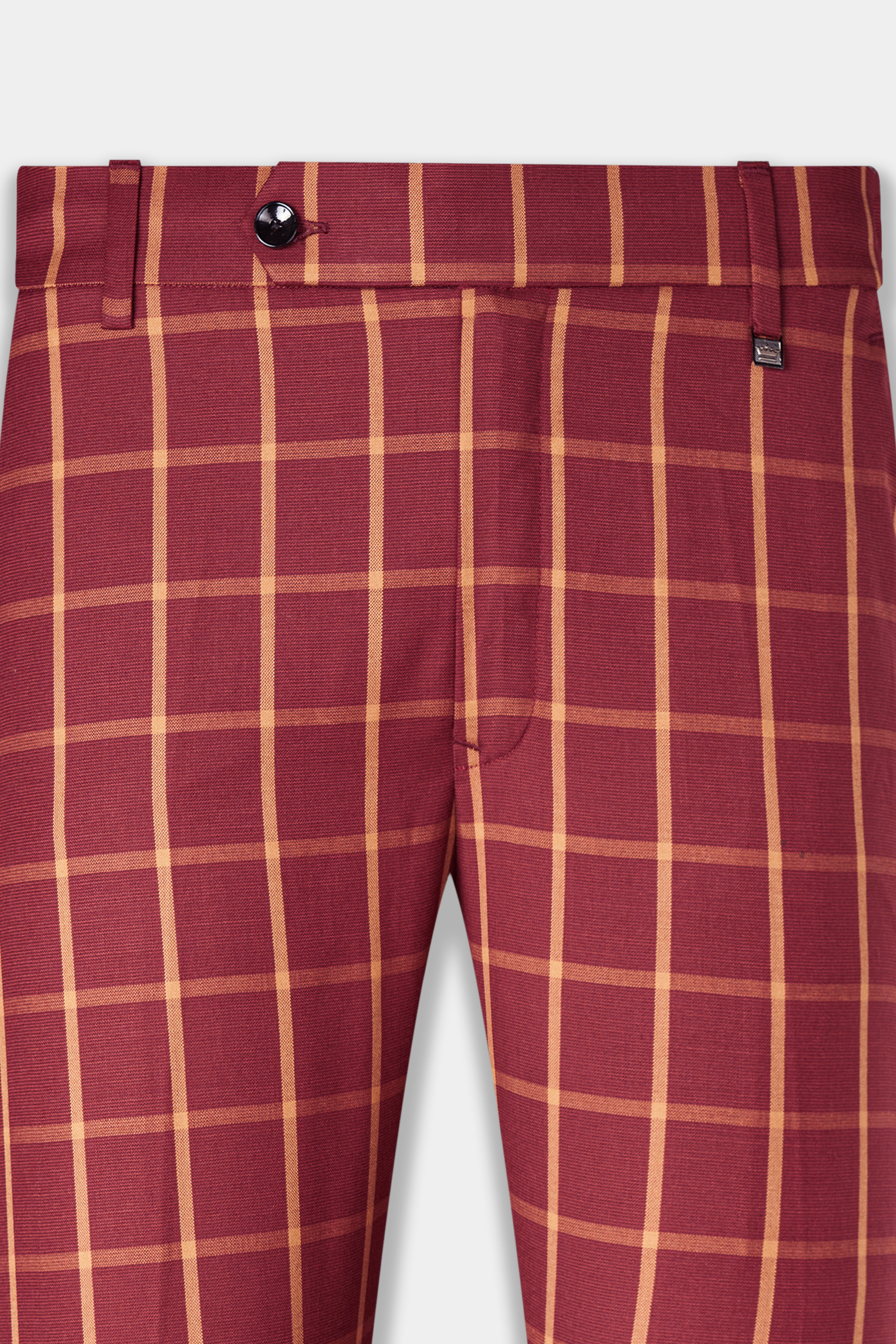 Wine and Chestnut Red Plaid Single Breasted Suit