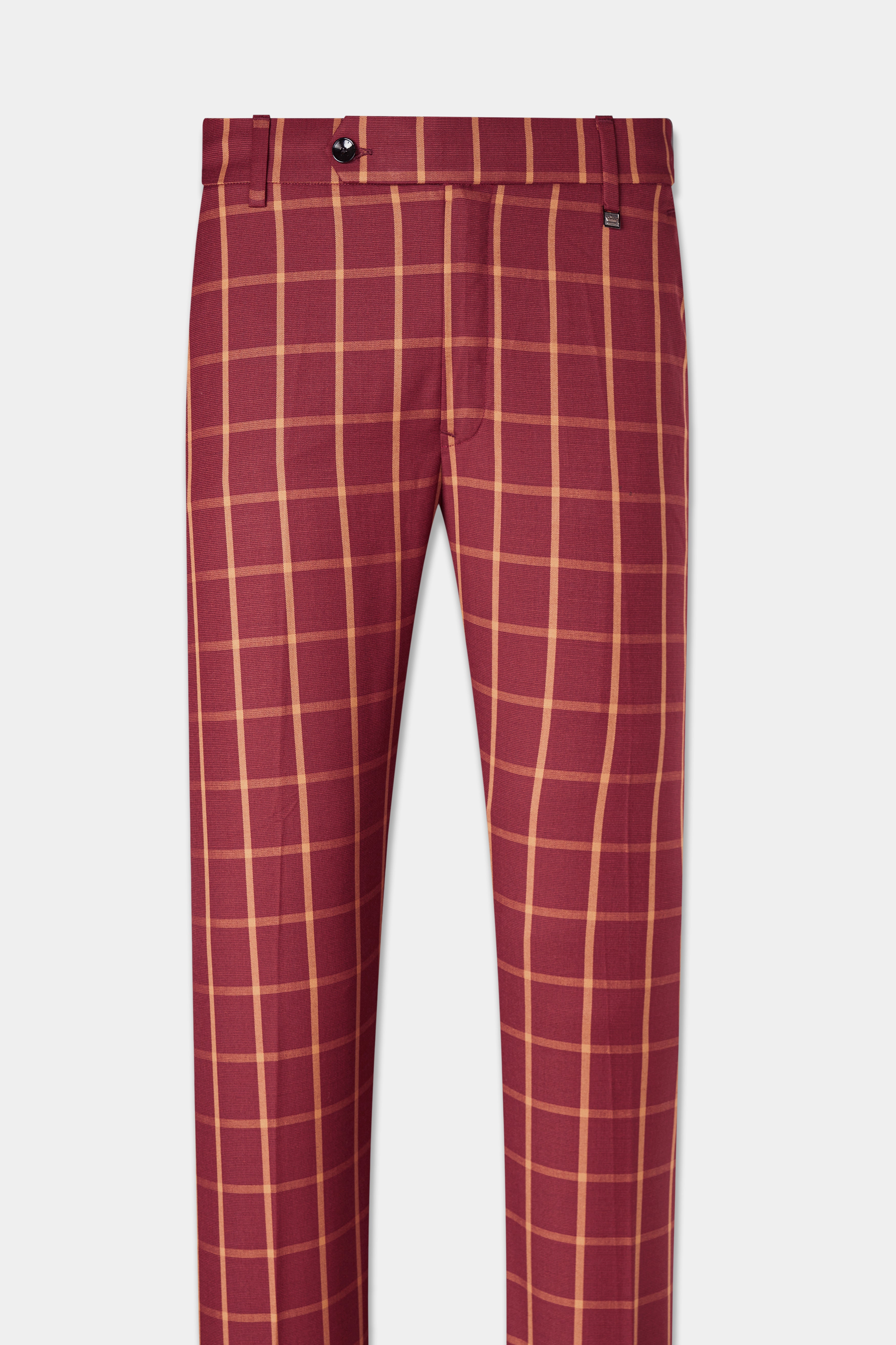 Wine and Chestnut Red Plaid Single Breasted Suit