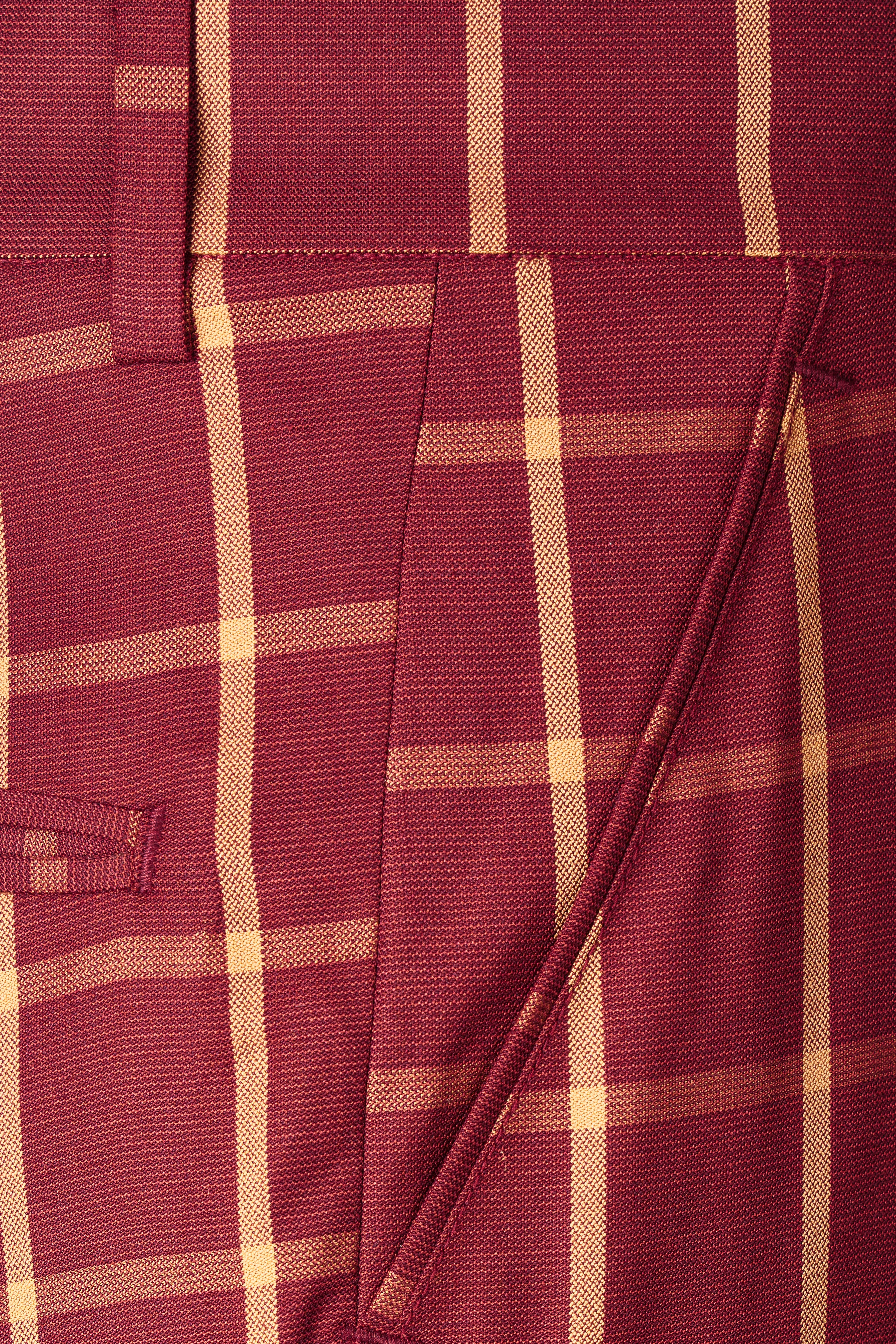 Wine and Chestnut Red Plaid Single Breasted Suit