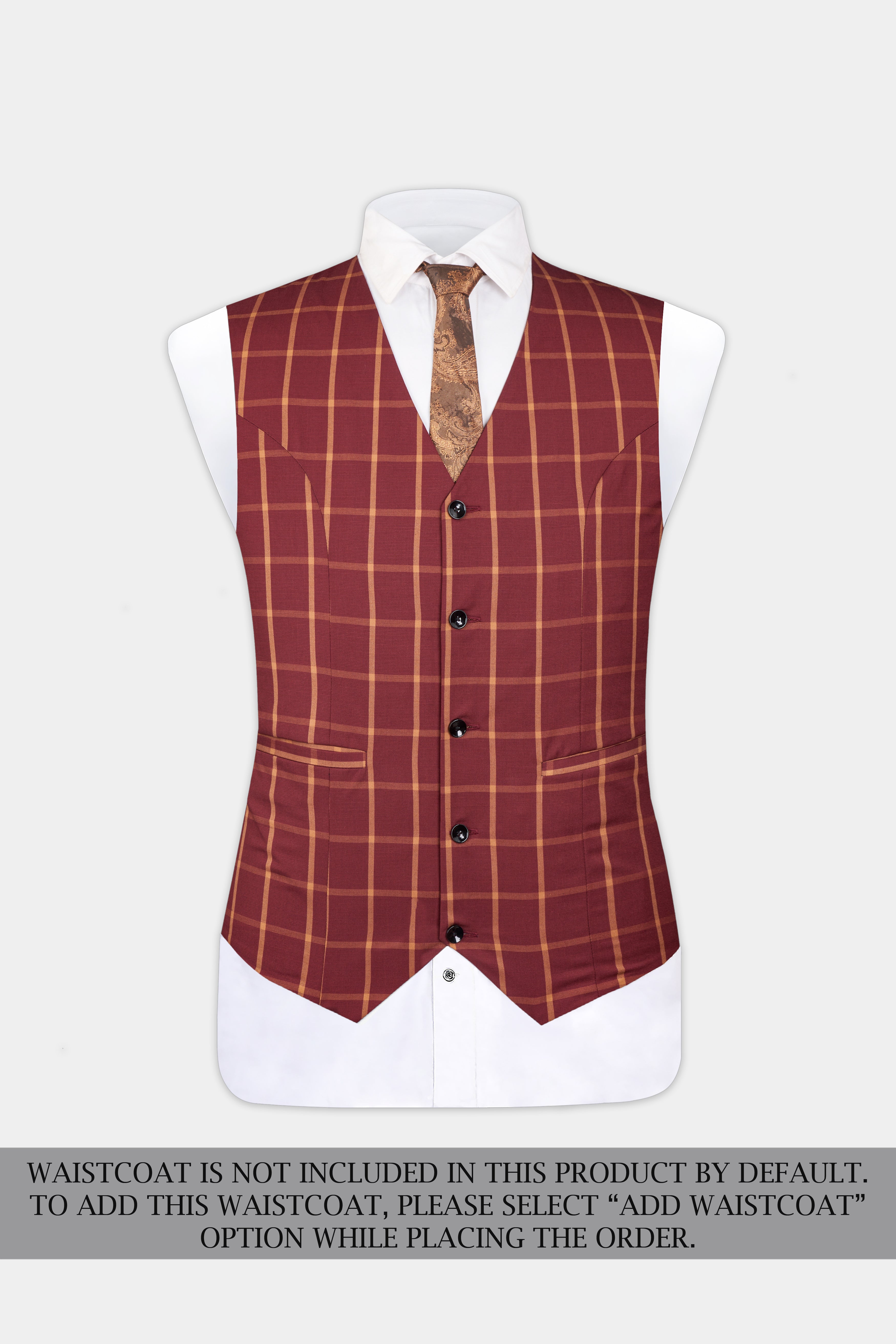 Wine and Chestnut Red Plaid Single Breasted Suit