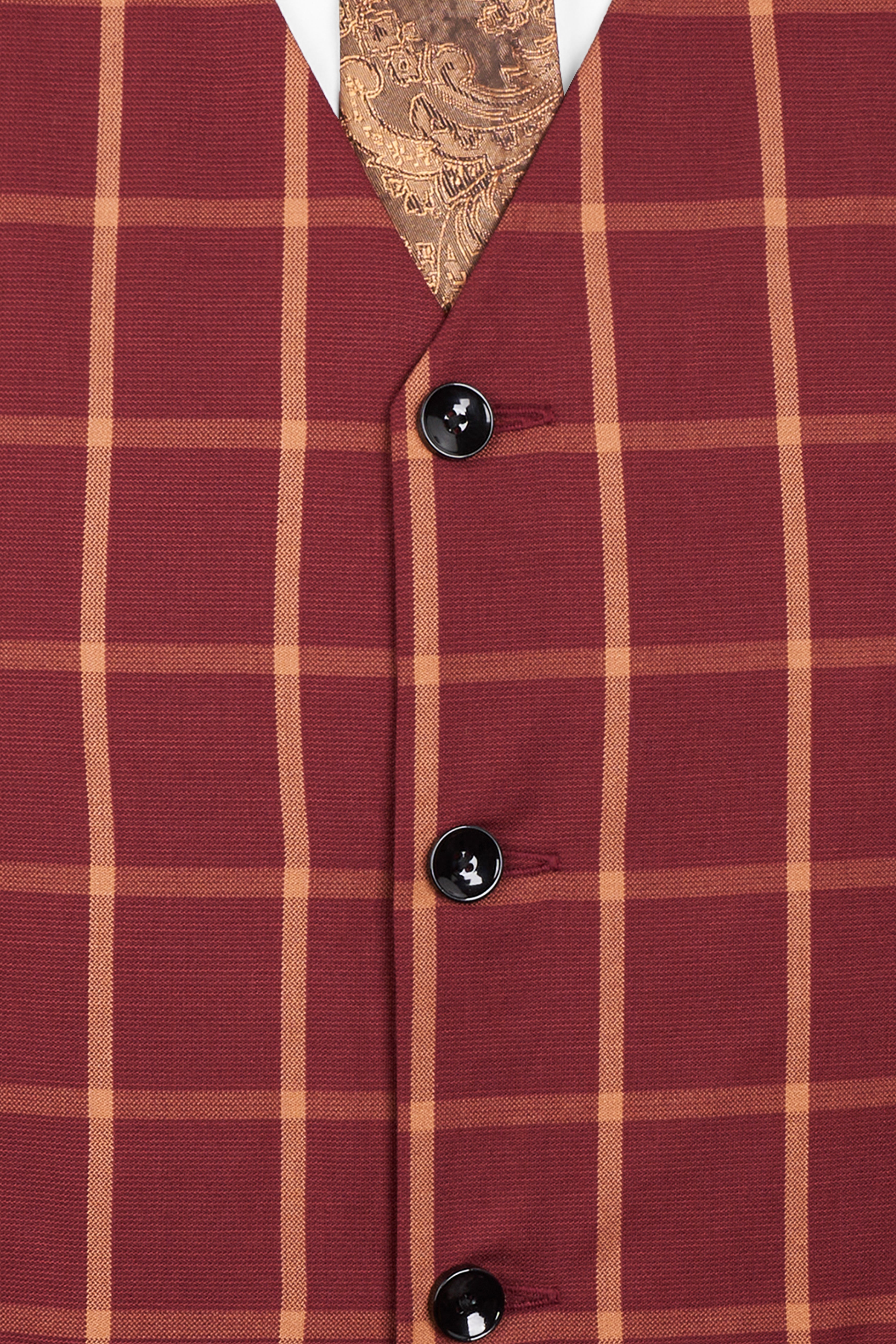 Wine and Chestnut Red Plaid Single Breasted Suit