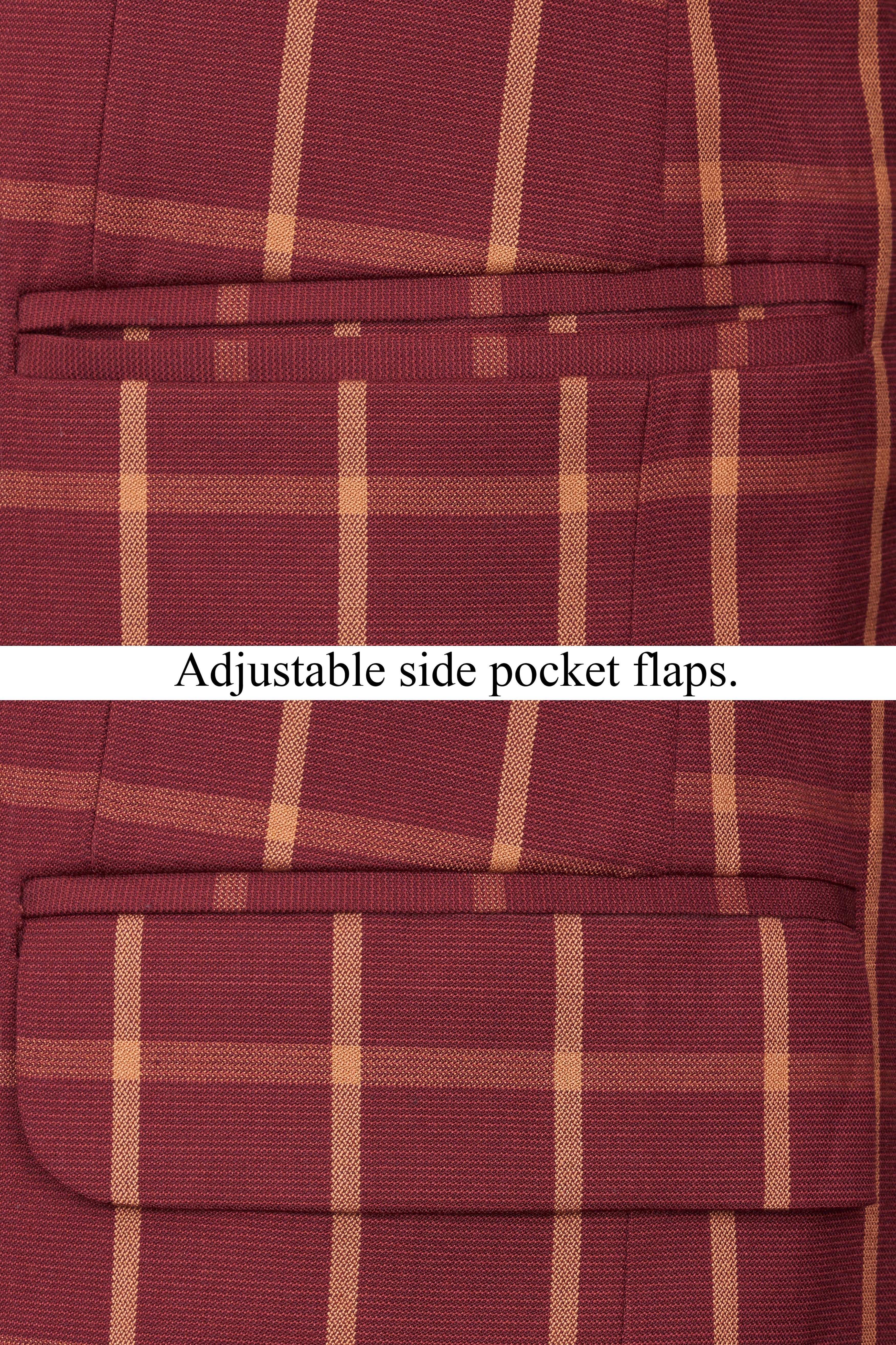 Wine and Chestnut Red Plaid Single Breasted Suit