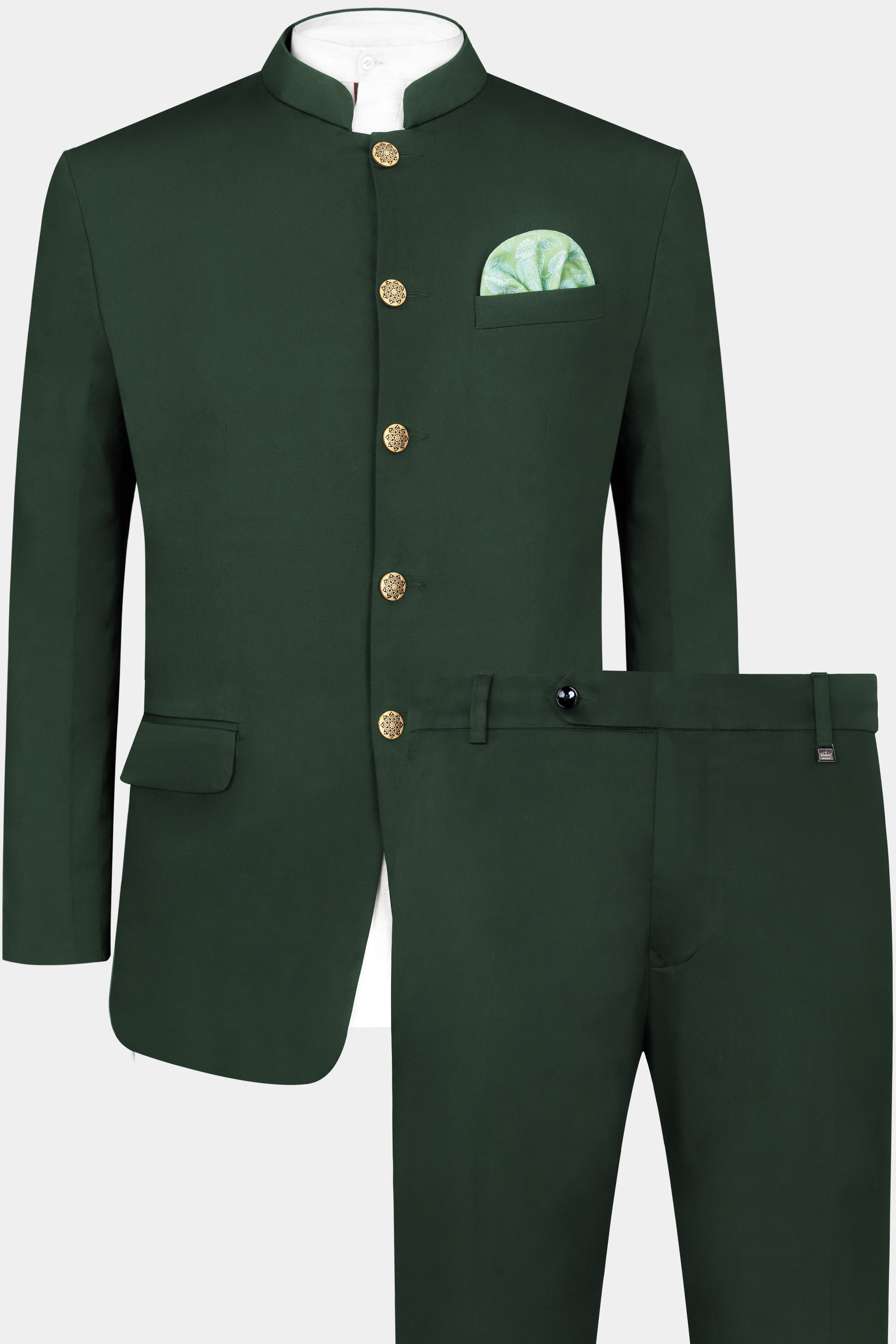 Heavy Metal Green Premium Cotton Bandhgala Stretchable traveler Suit ST2776-BG-36, ST2776-BG-38, ST2776-BG-40, ST2776-BG-42, ST2776-BG-44, ST2776-BG-46, ST2776-BG-48, ST2776-BG-50, ST2776-BG-52, ST2776-BG-54, ST2776-BG-56, ST2776-BG-58, ST2776-BG-60