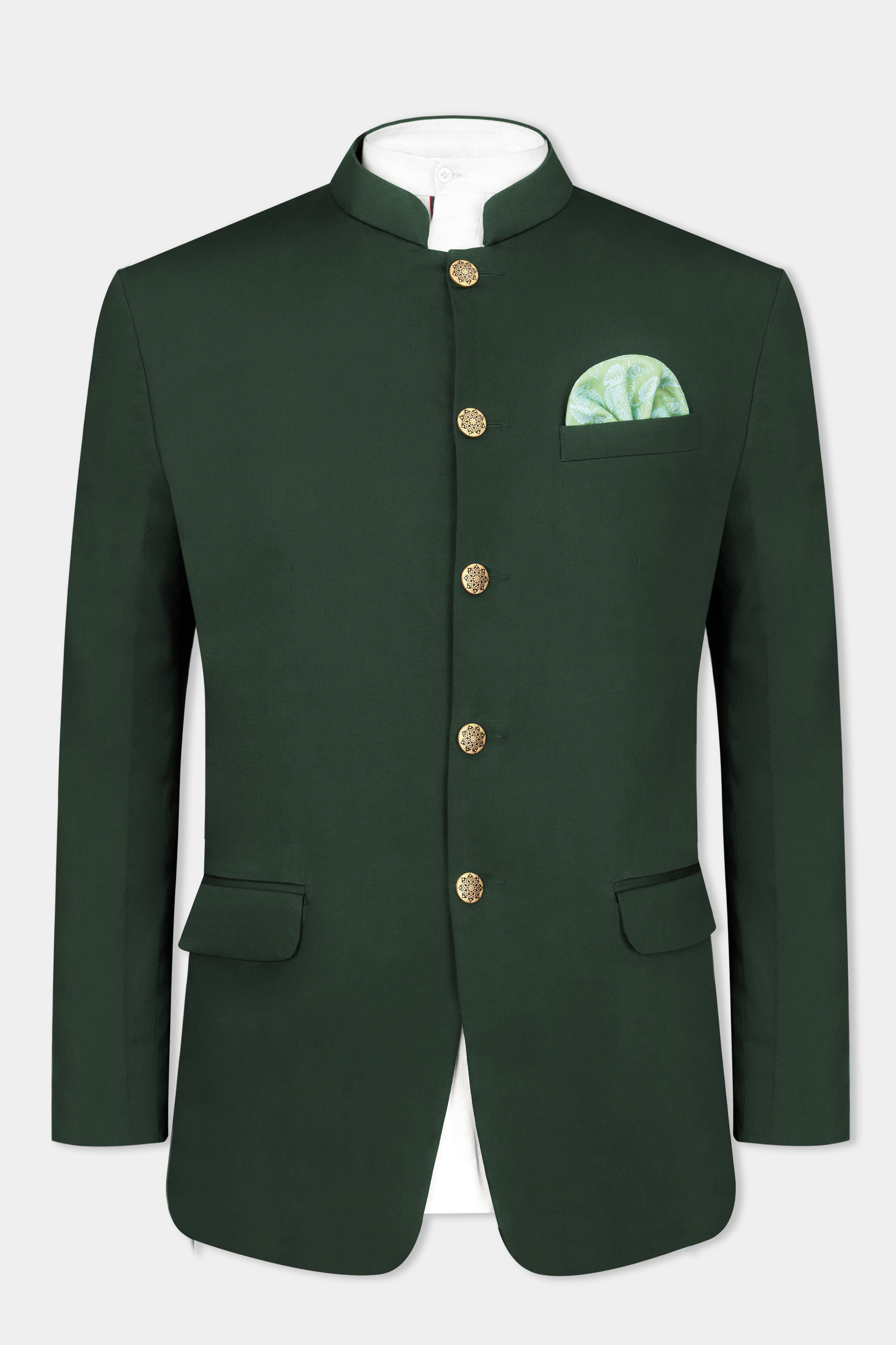 Heavy Metal Green Premium Cotton Bandhgala Stretchable traveler Suit ST2776-BG-36, ST2776-BG-38, ST2776-BG-40, ST2776-BG-42, ST2776-BG-44, ST2776-BG-46, ST2776-BG-48, ST2776-BG-50, ST2776-BG-52, ST2776-BG-54, ST2776-BG-56, ST2776-BG-58, ST2776-BG-60