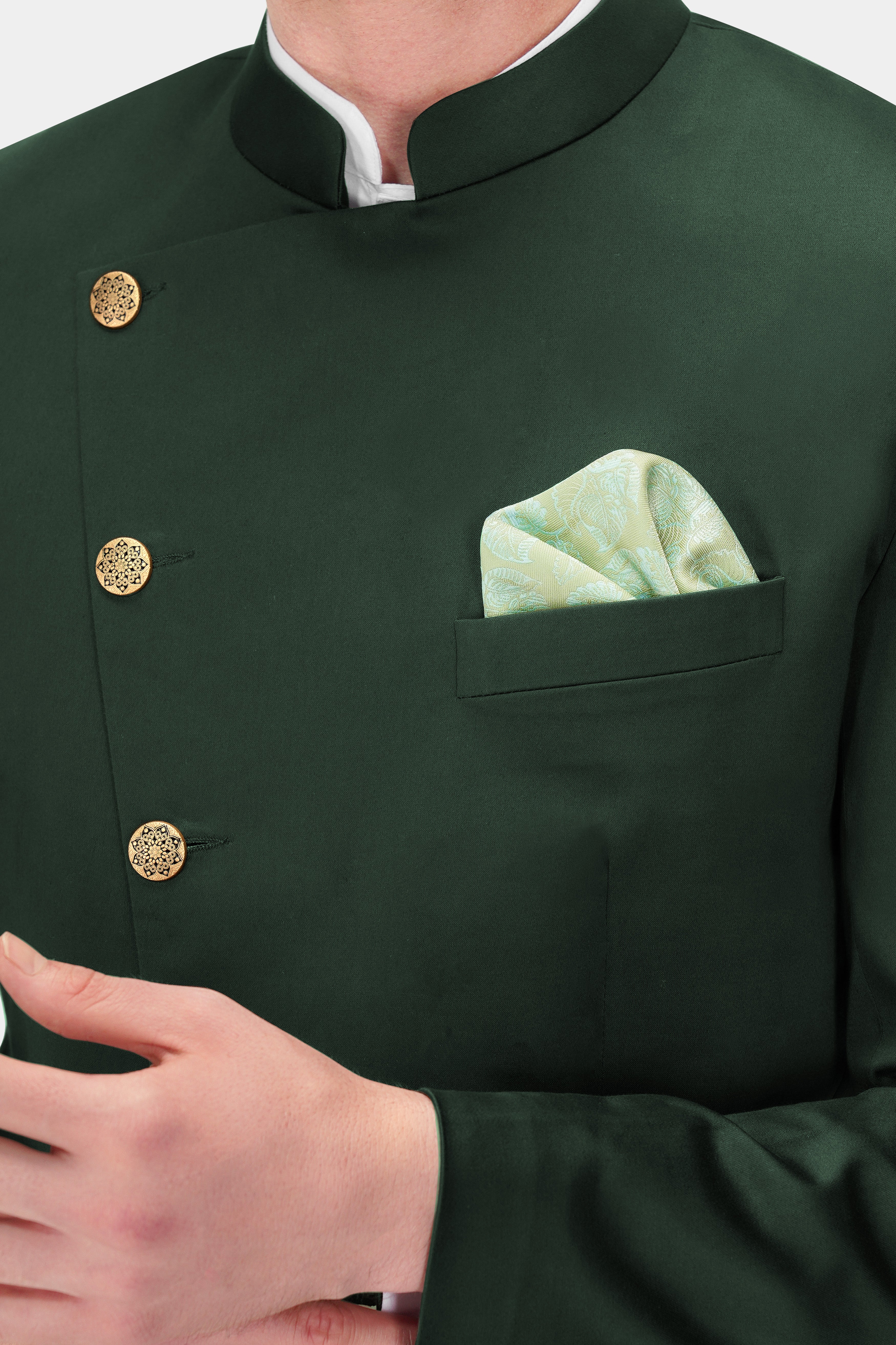 Heavy Metal Green Premium Cotton Cross Buttoned Bandhgala Stretchable traveler Suit ST2777-CBG-36, ST2777-CBG-38, ST2777-CBG-40, ST2777-CBG-42, ST2777-CBG-44, ST2777-CBG-46, ST2777-CBG-48, ST2777-CBG-50, ST2777-CBG-52, ST2777-CBG-54, ST2777-CBG-56, ST2777-CBG-58, ST2777-CBG-60