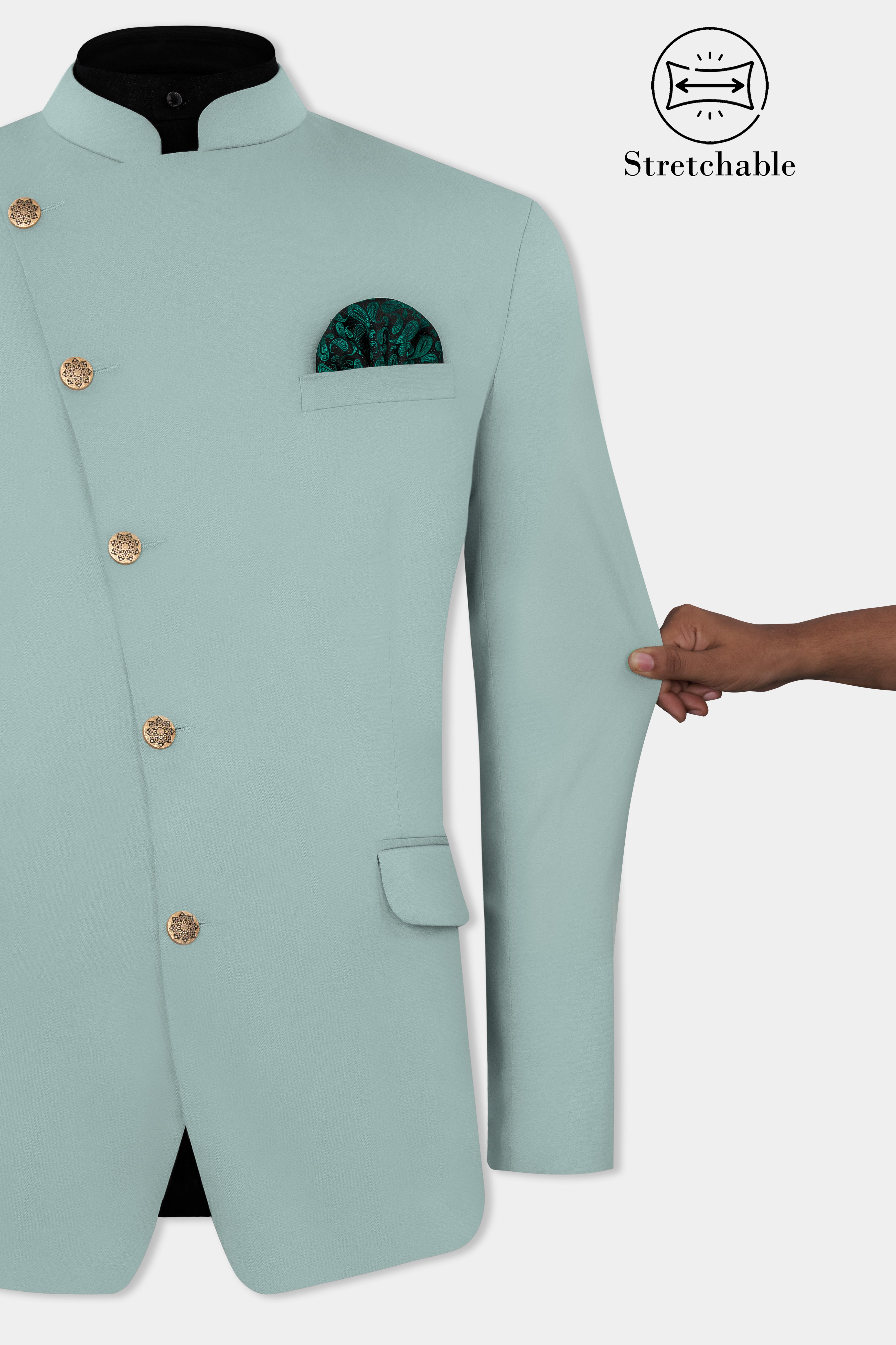 Edward Blue Premium Cotton Cross Placket Bandhgala Stretchable Traveler Suit ST2792-CBG-36, ST2792-CBG-38, ST2792-CBG-40, ST2792-CBG-42, ST2792-CBG-44, ST2792-CBG-46, ST2792-CBG-48, ST2792-CBG-50, ST2792-CBG-52, ST2792-CBG-54, ST2792-CBG-56, ST2792-CBG-58, ST2792-CBG-60