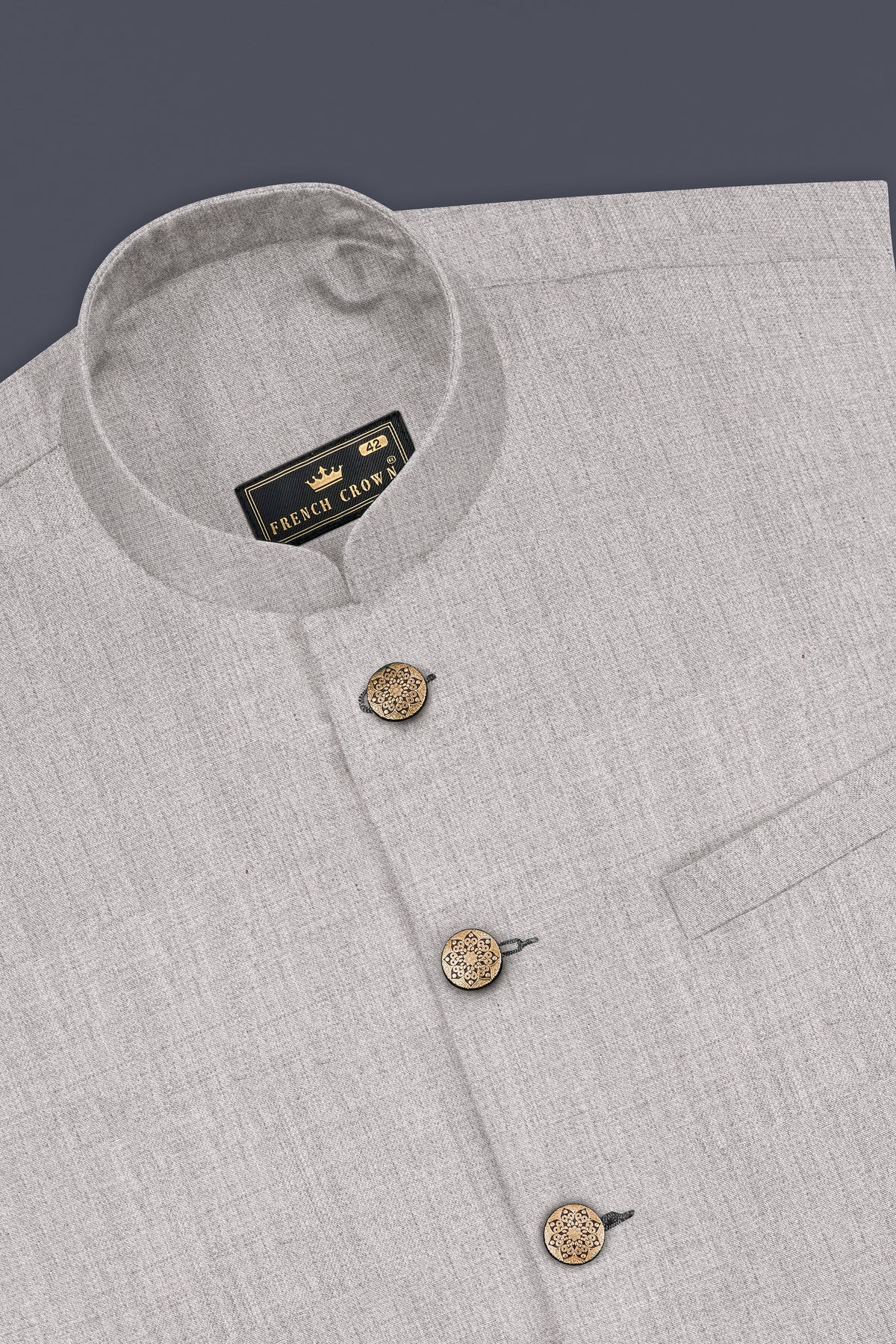 Martini Cream Textured Wool Rich Bandhgala Suit