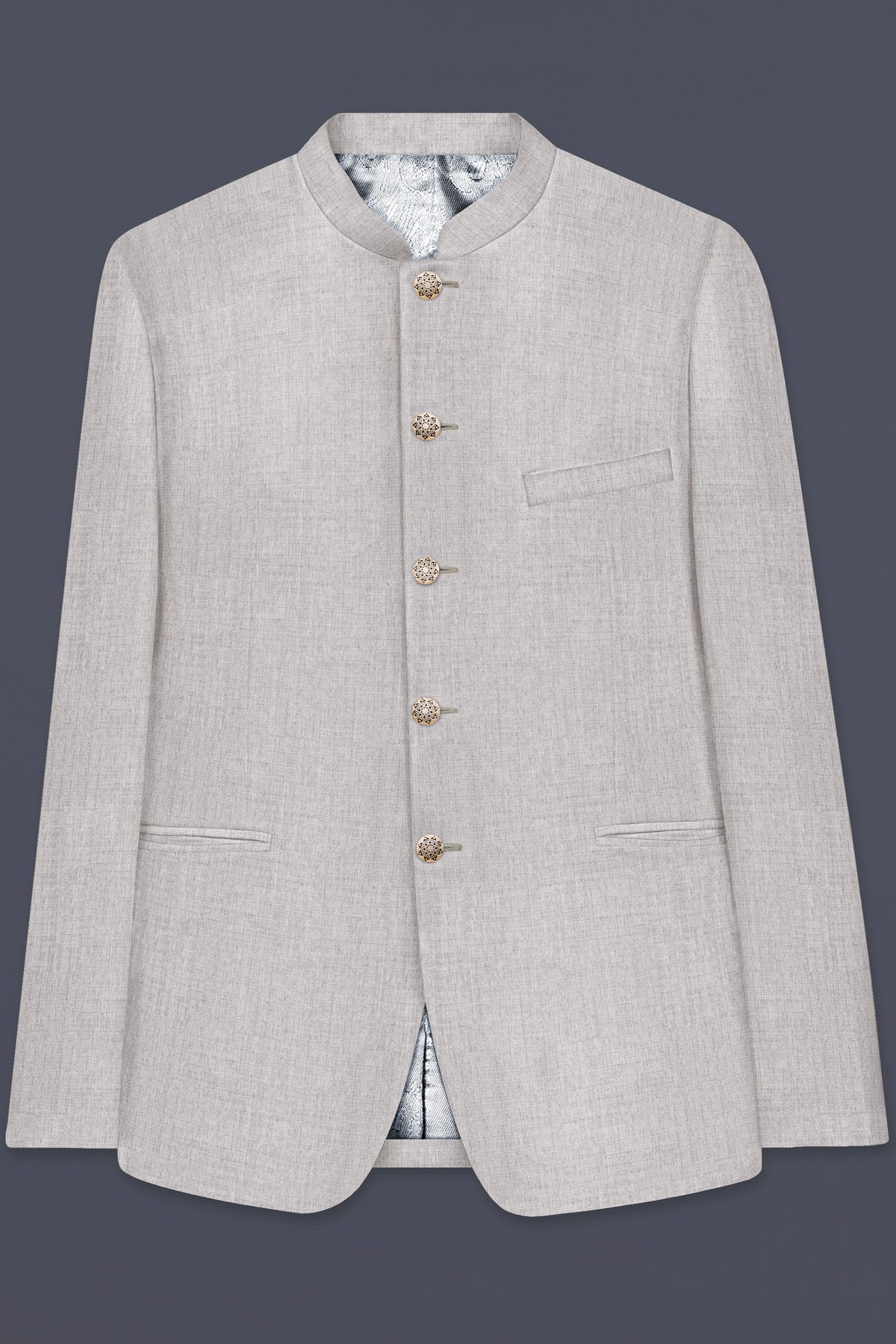 Martini Cream Textured Wool Rich Bandhgala Suit