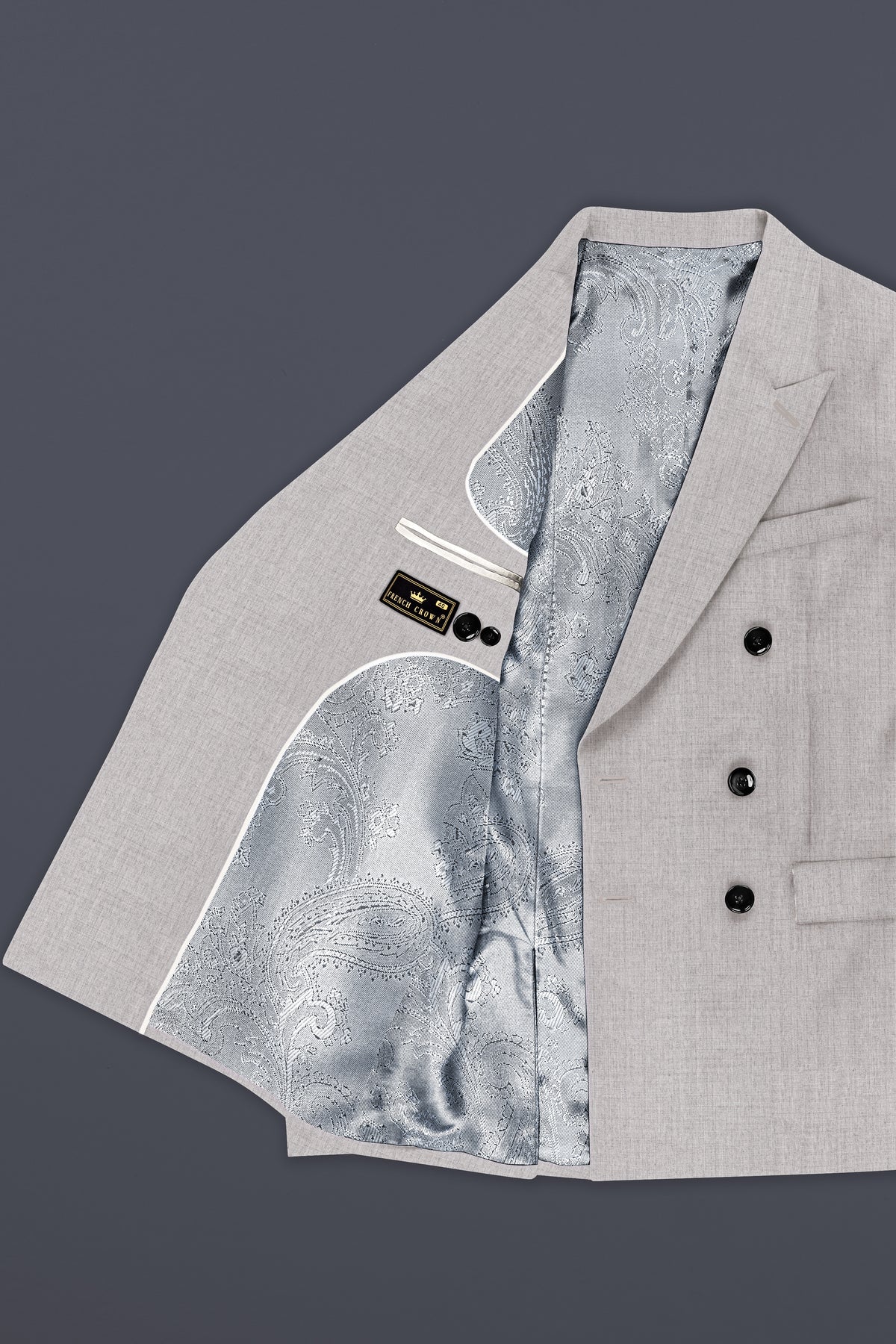 Martini Cream Textured Wool Rich Double Breasted Suit