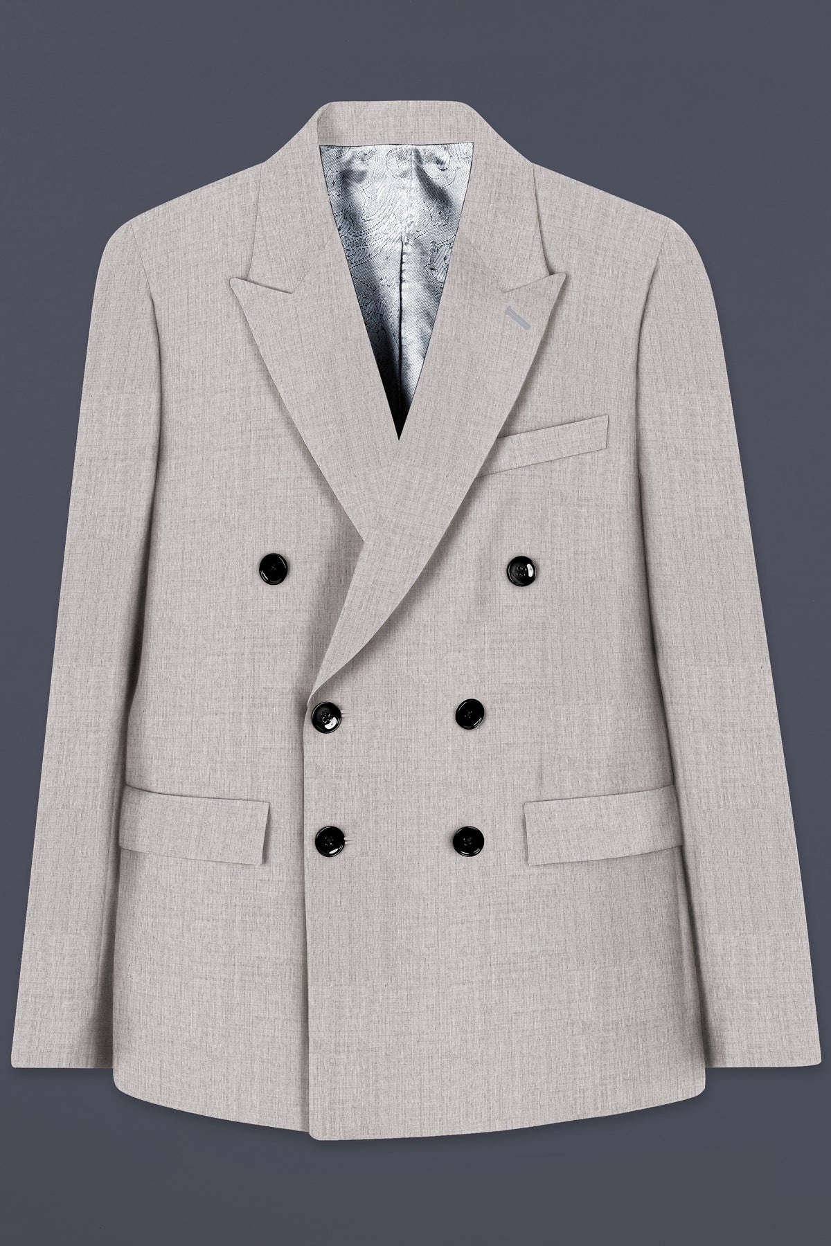 Martini Cream Textured Wool Rich Double Breasted Suit