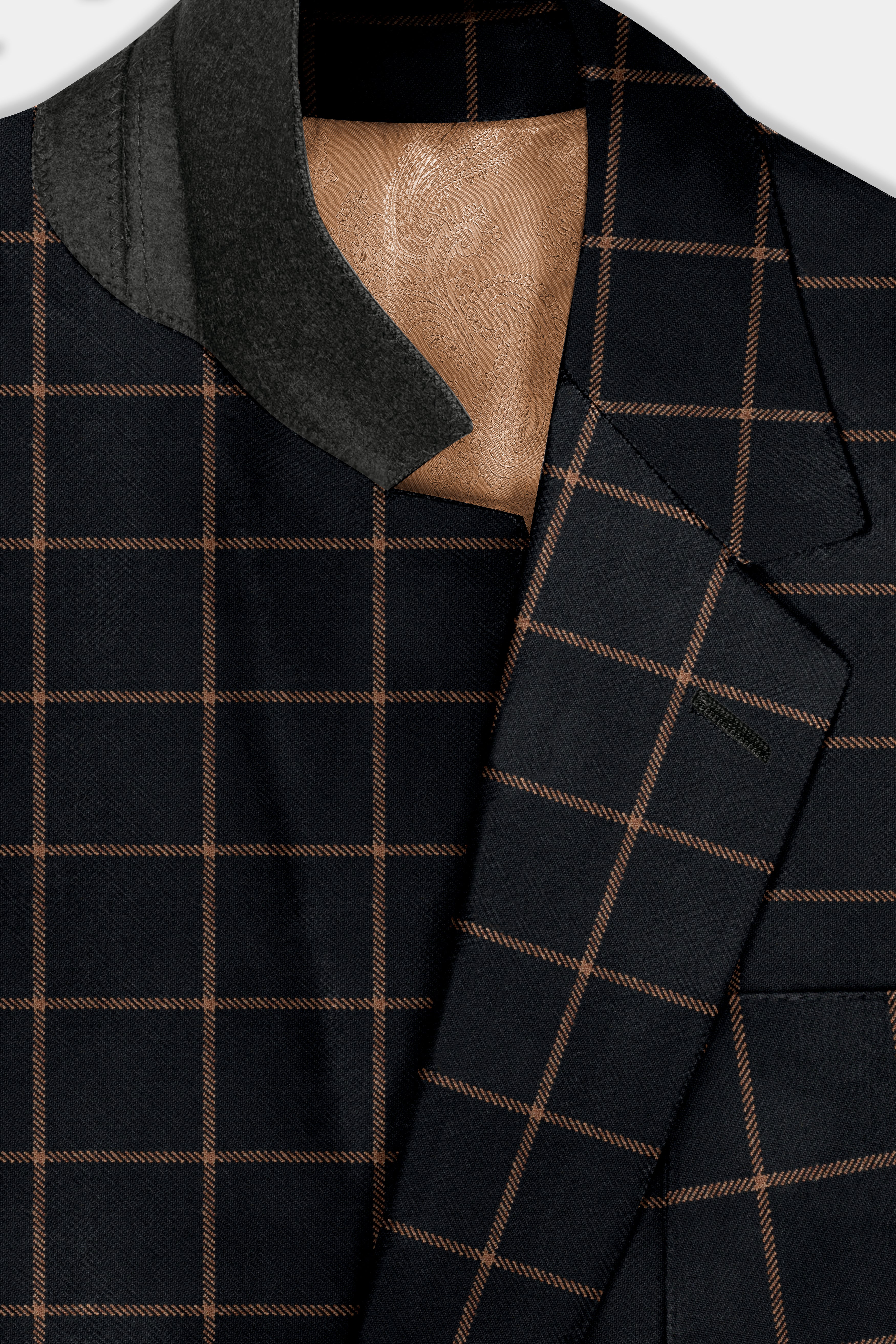 Jade Black with Potters Orange Windowpane Tweed Suit